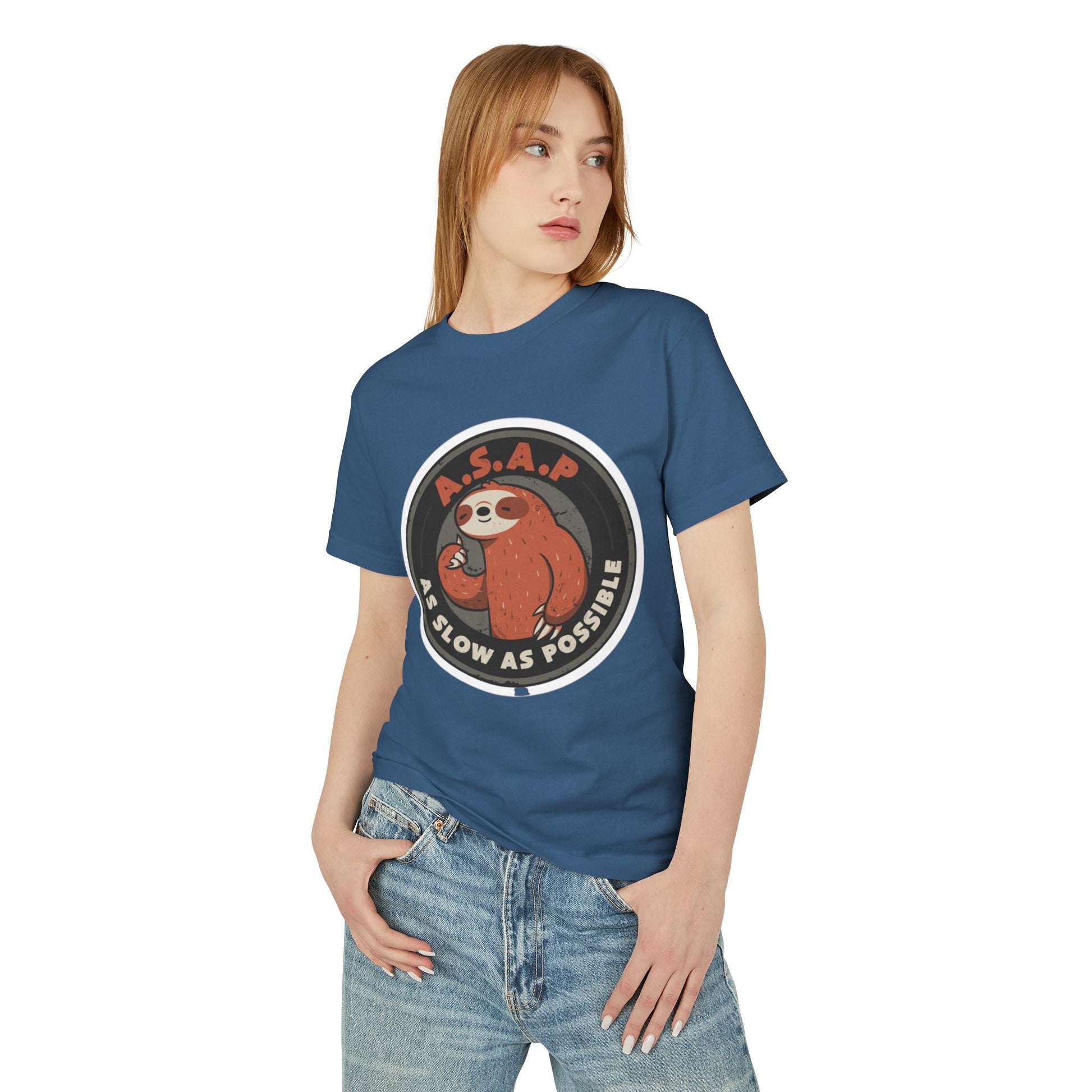 Funny gift idea Sloth - Themed Garment - Dyed Heavyweight Tee, Cute Animal Shirt, AS Slow As Possible Tee, Relaxed Fit Tee, Gift for Sloth Lovers, Funny [...] - Metamorphosis Creations