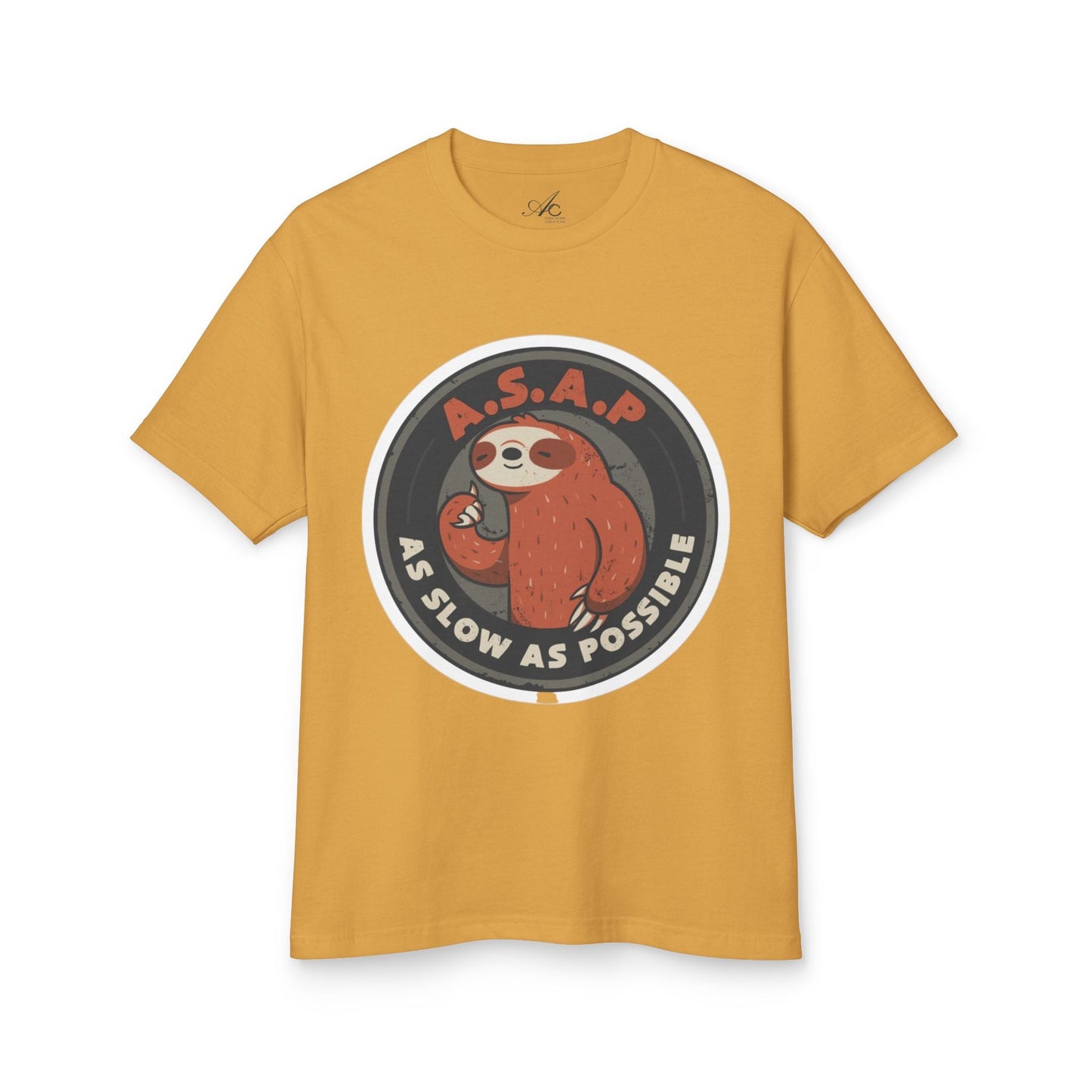 Funny gift idea Sloth - Themed Garment - Dyed Heavyweight Tee, Cute Animal Shirt, AS Slow As Possible Tee, Relaxed Fit Tee, Gift for Sloth Lovers, Funny [...] - Metamorphosis Creations