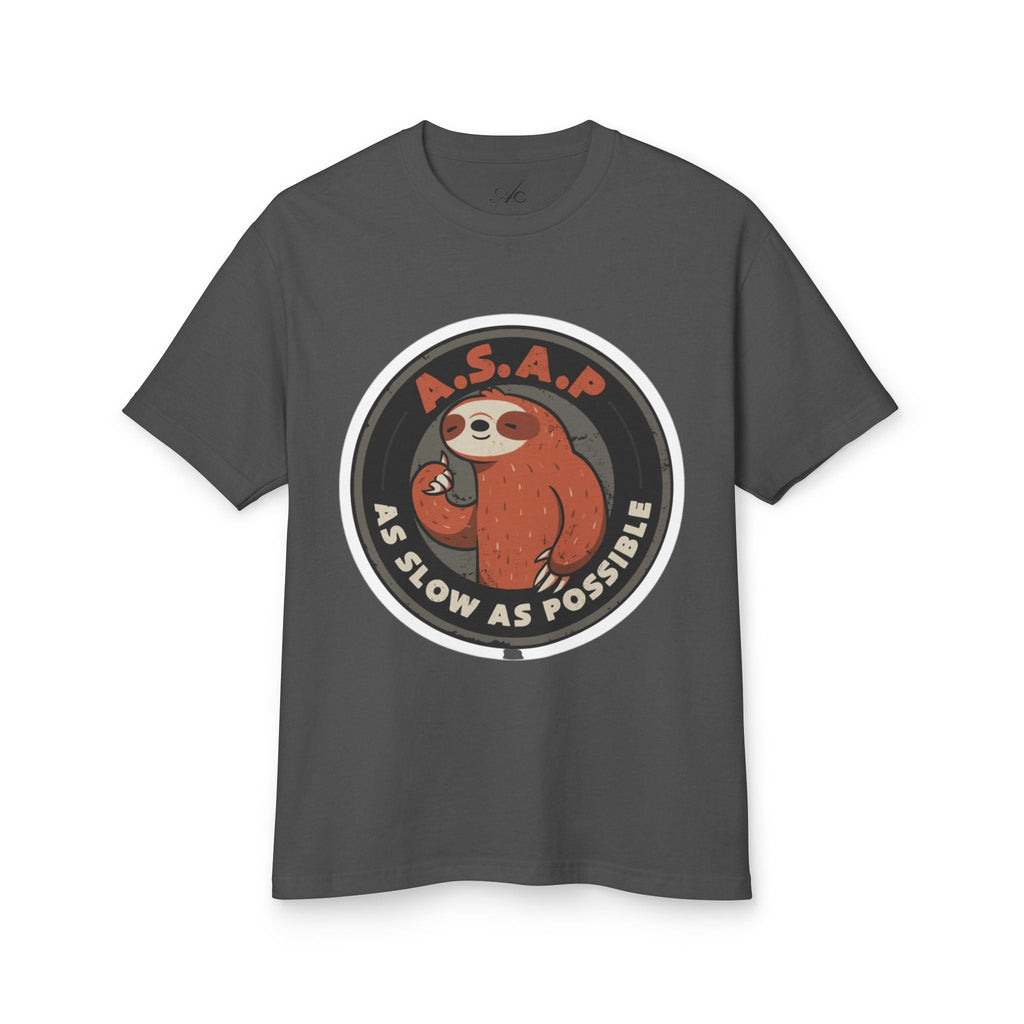 Funny gift idea Sloth - Themed Garment - Dyed Heavyweight Tee, Cute Animal Shirt, AS Slow As Possible Tee, Relaxed Fit Tee, Gift for Sloth Lovers, Funny [...] - Metamorphosis Creations