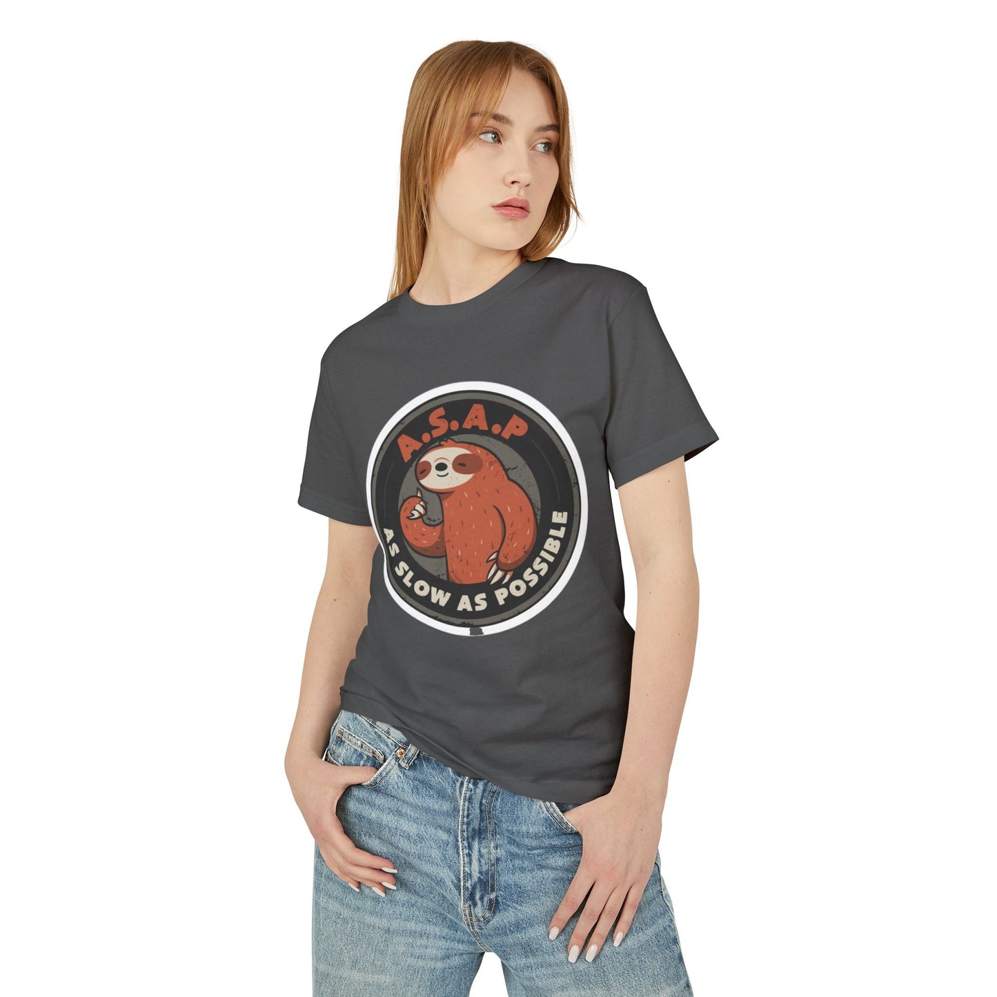 Funny gift idea Sloth - Themed Garment - Dyed Heavyweight Tee, Cute Animal Shirt, AS Slow As Possible Tee, Relaxed Fit Tee, Gift for Sloth Lovers, Funny [...] - Metamorphosis Creations