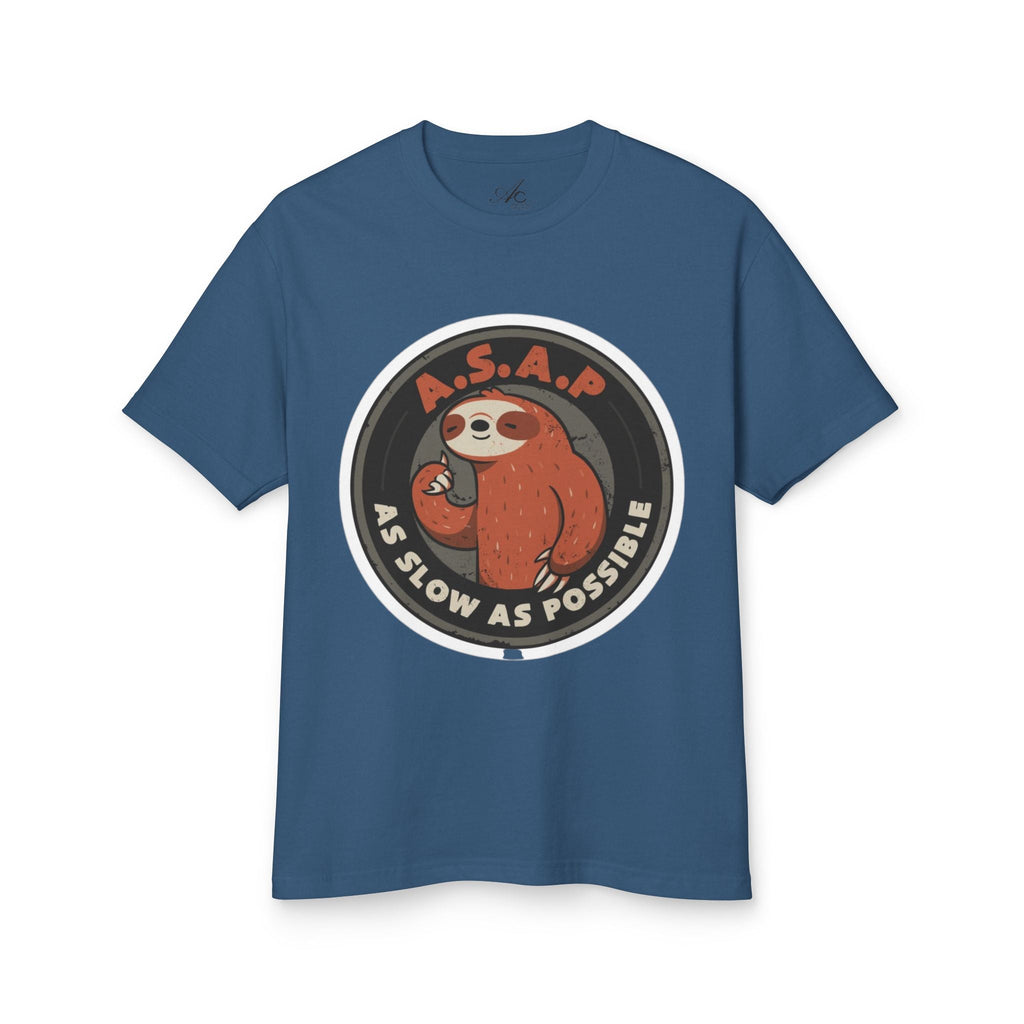 Funny gift idea Sloth - Themed Garment - Dyed Heavyweight Tee, Cute Animal Shirt, AS Slow As Possible Tee, Relaxed Fit Tee, Gift for Sloth Lovers, Funny [...] - Metamorphosis Creations