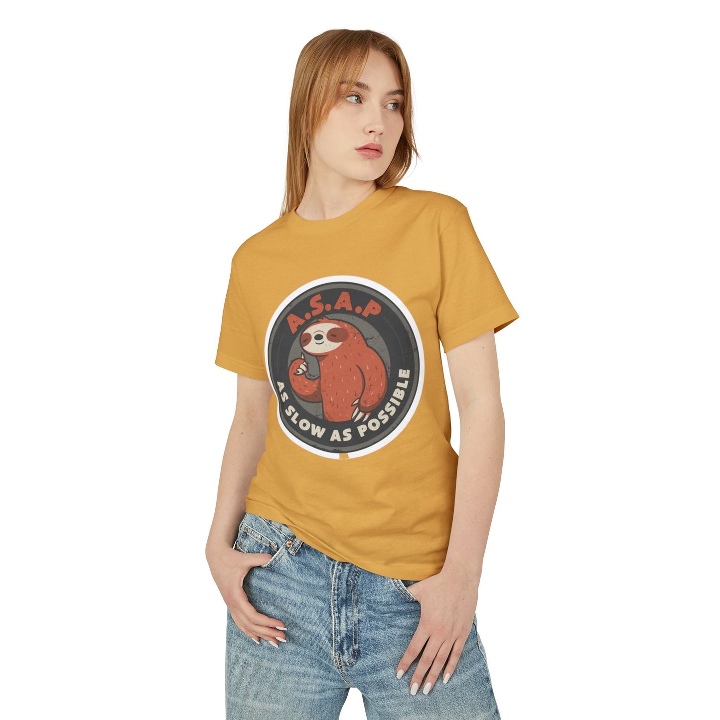 Funny gift idea Sloth - Themed Garment - Dyed Heavyweight Tee, Cute Animal Shirt, AS Slow As Possible Tee, Relaxed Fit Tee, Gift for Sloth Lovers, Funny [...] - Metamorphosis Creations