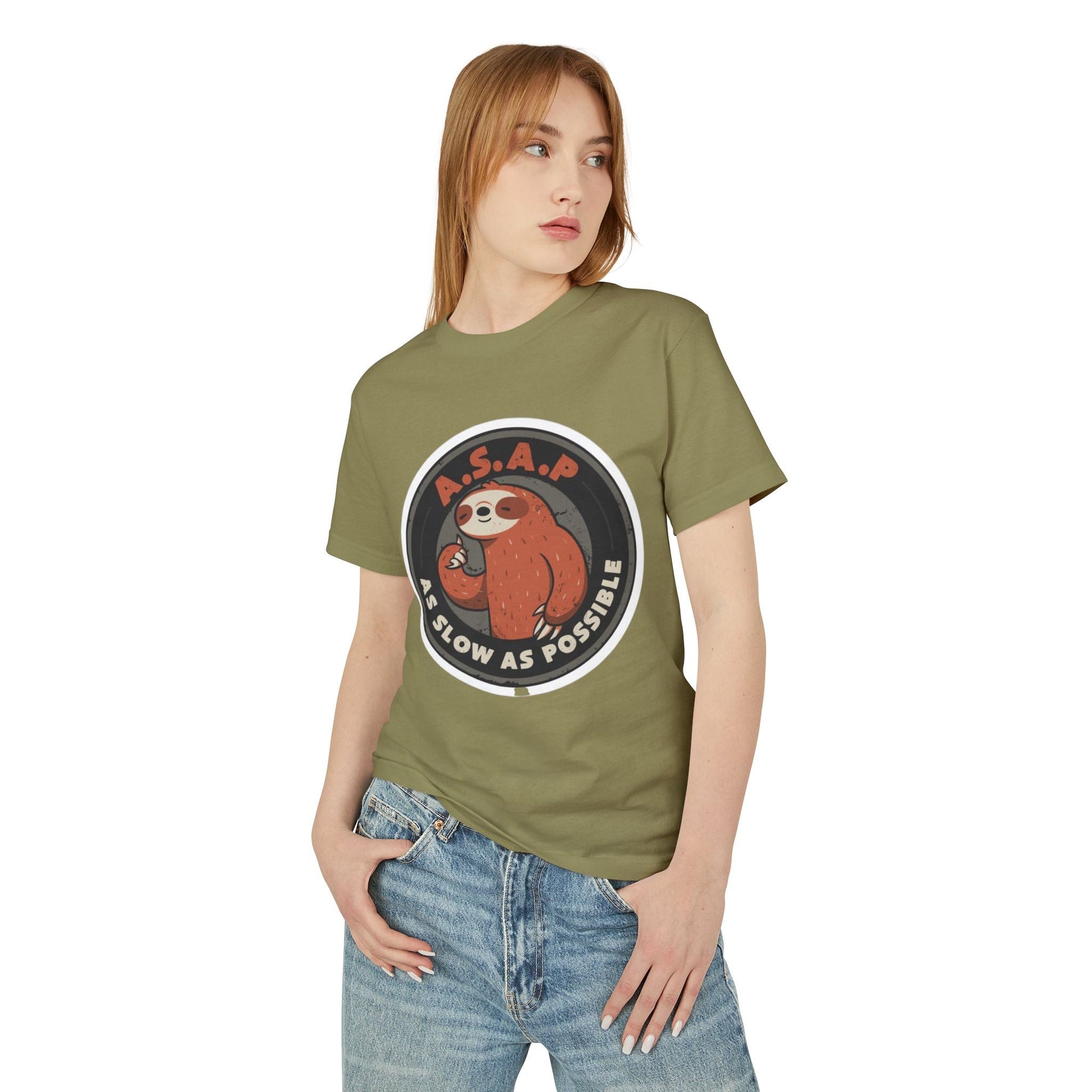 Funny gift idea Sloth - Themed Garment - Dyed Heavyweight Tee, Cute Animal Shirt, AS Slow As Possible Tee, Relaxed Fit Tee, Gift for Sloth Lovers, Funny [...] - Metamorphosis Creations