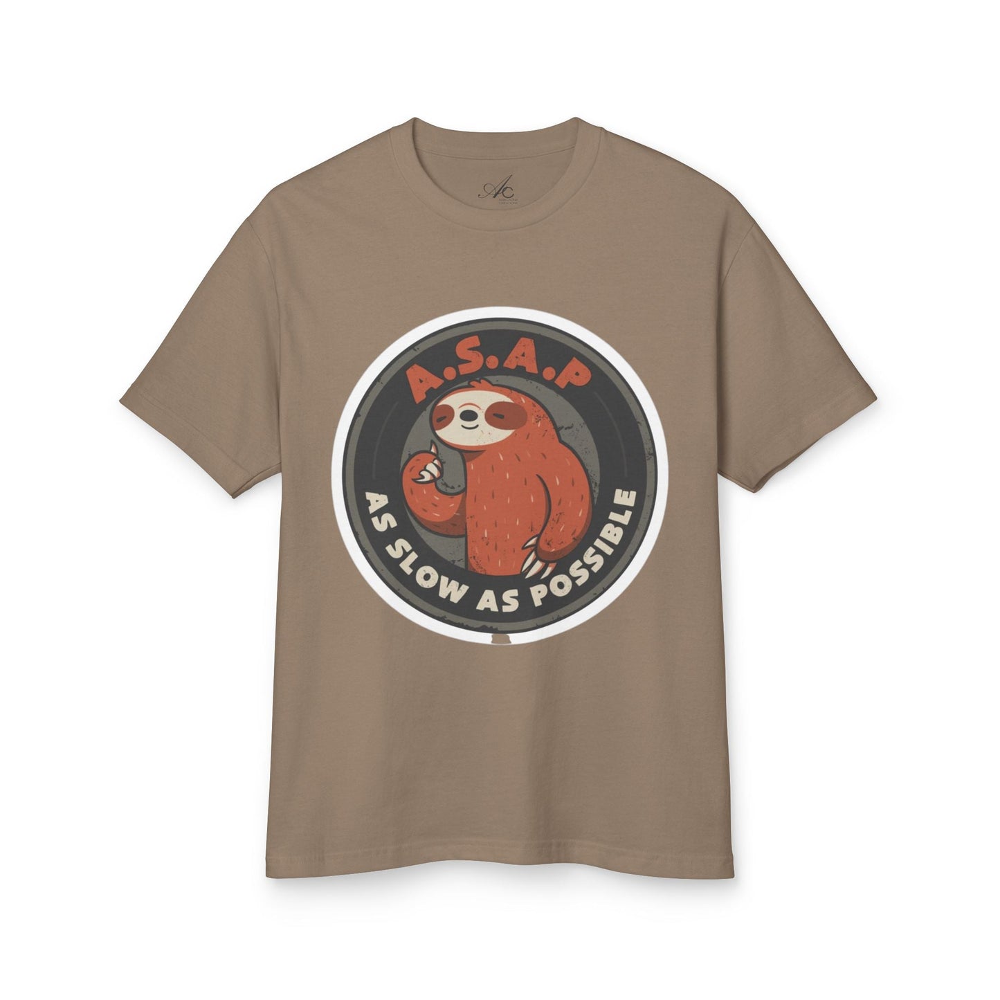 Funny gift idea Sloth - Themed Garment - Dyed Heavyweight Tee, Cute Animal Shirt, AS Slow As Possible Tee, Relaxed Fit Tee, Gift for Sloth Lovers, Funny [...] - Metamorphosis Creations