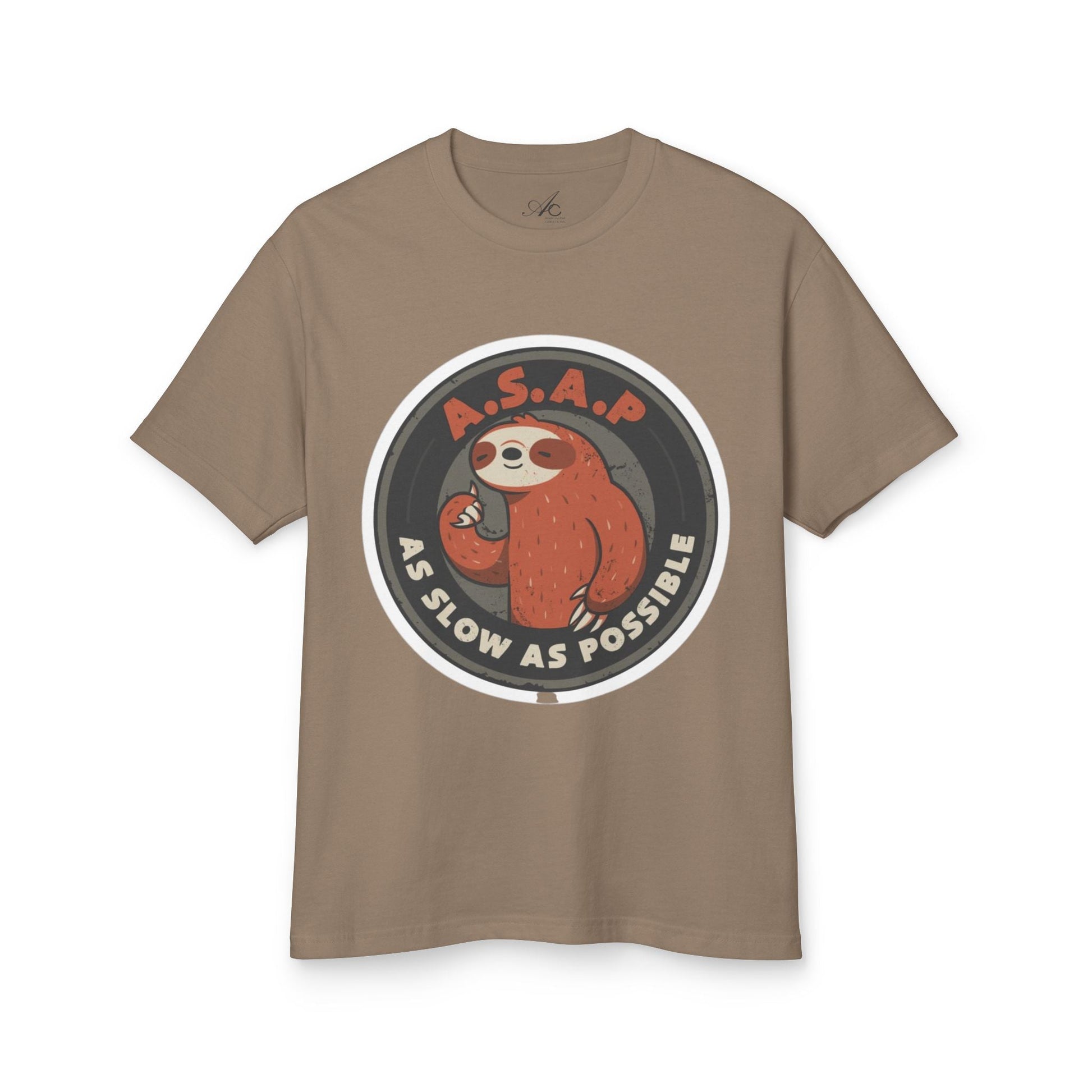 Funny gift idea Sloth - Themed Garment - Dyed Heavyweight Tee, Cute Animal Shirt, AS Slow As Possible Tee, Relaxed Fit Tee, Gift for Sloth Lovers, Funny [...] - Metamorphosis Creations