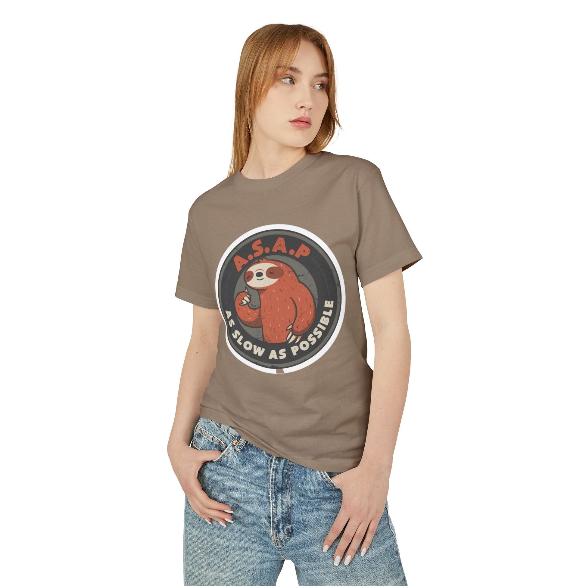 Funny gift idea Sloth - Themed Garment - Dyed Heavyweight Tee, Cute Animal Shirt, AS Slow As Possible Tee, Relaxed Fit Tee, Gift for Sloth Lovers, Funny [...] - Metamorphosis Creations