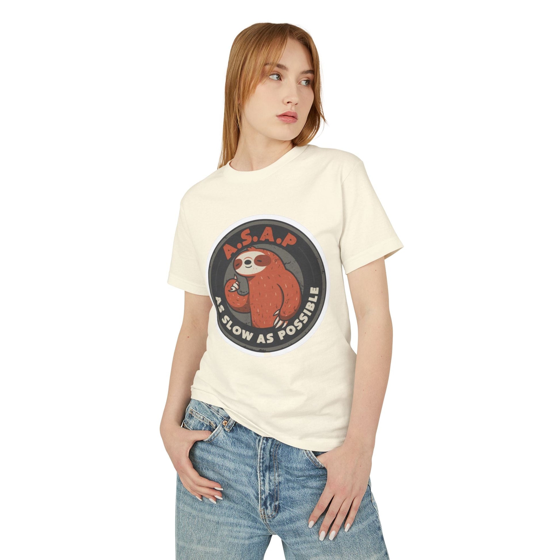 Funny gift idea Sloth - Themed Garment - Dyed Heavyweight Tee, Cute Animal Shirt, AS Slow As Possible Tee, Relaxed Fit Tee, Gift for Sloth Lovers, Funny [...] - Metamorphosis Creations