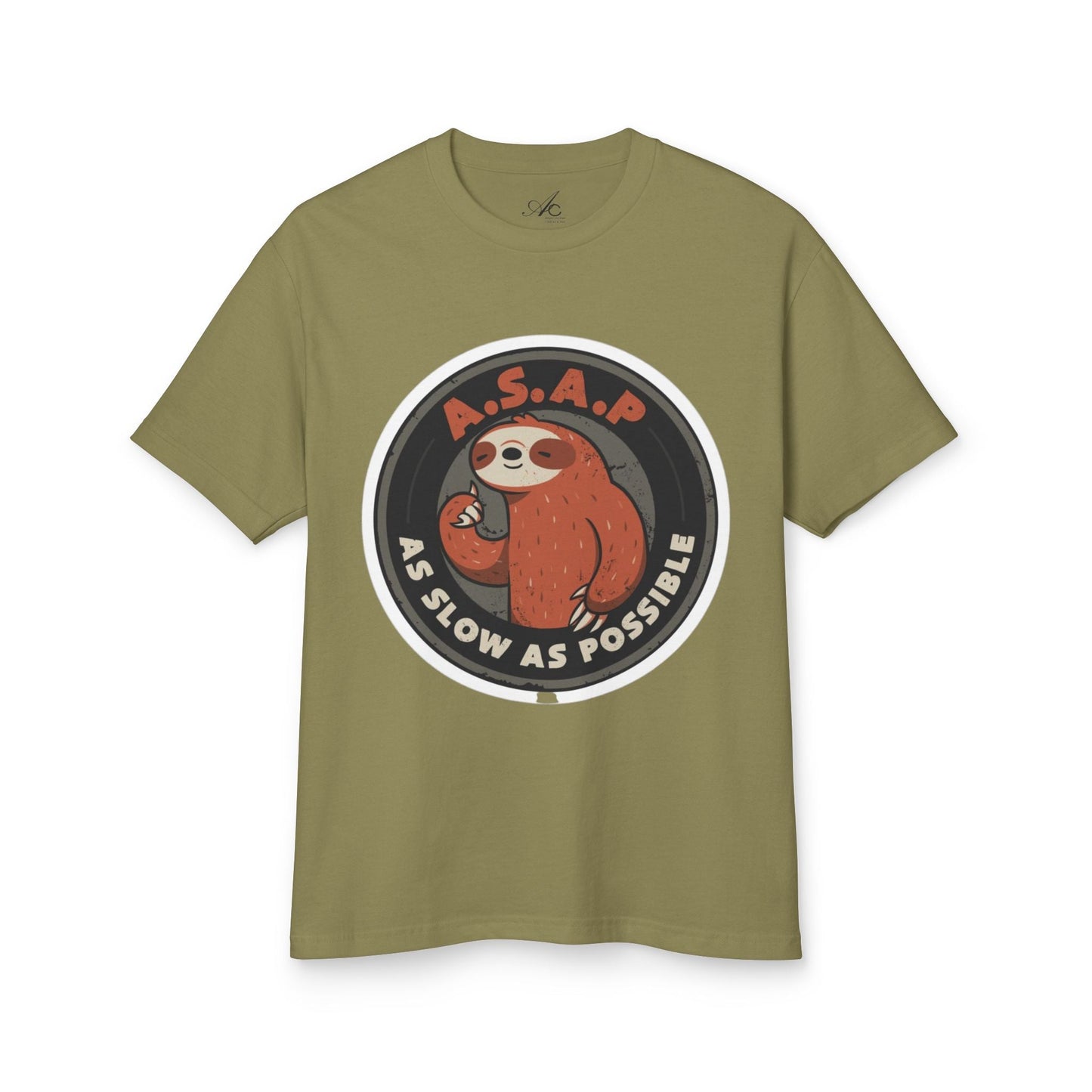 Funny gift idea Sloth - Themed Garment - Dyed Heavyweight Tee, Cute Animal Shirt, AS Slow As Possible Tee, Relaxed Fit Tee, Gift for Sloth Lovers, Funny [...] - Metamorphosis Creations