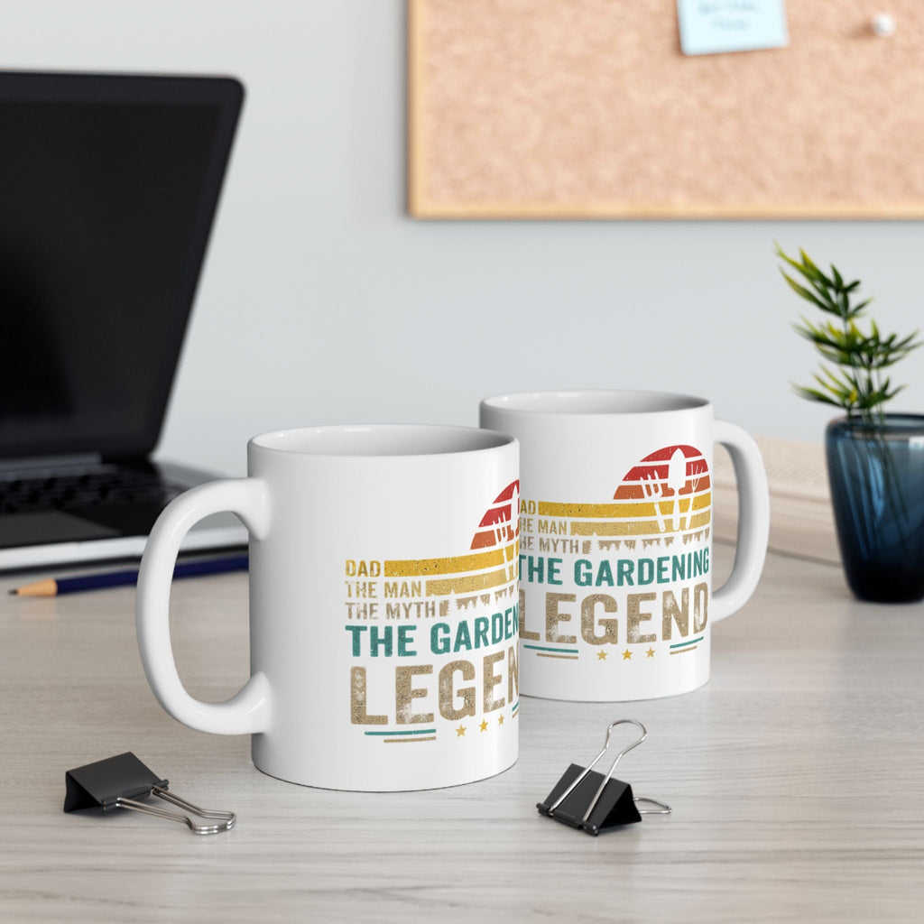 Gardening Legend Ceramic Mug for Dads, Funny Gift for Gardeners, 11oz 15oz Mug, Unique Fathers Day Present, Colorful Coffee Cup - Metamorphosis Creations