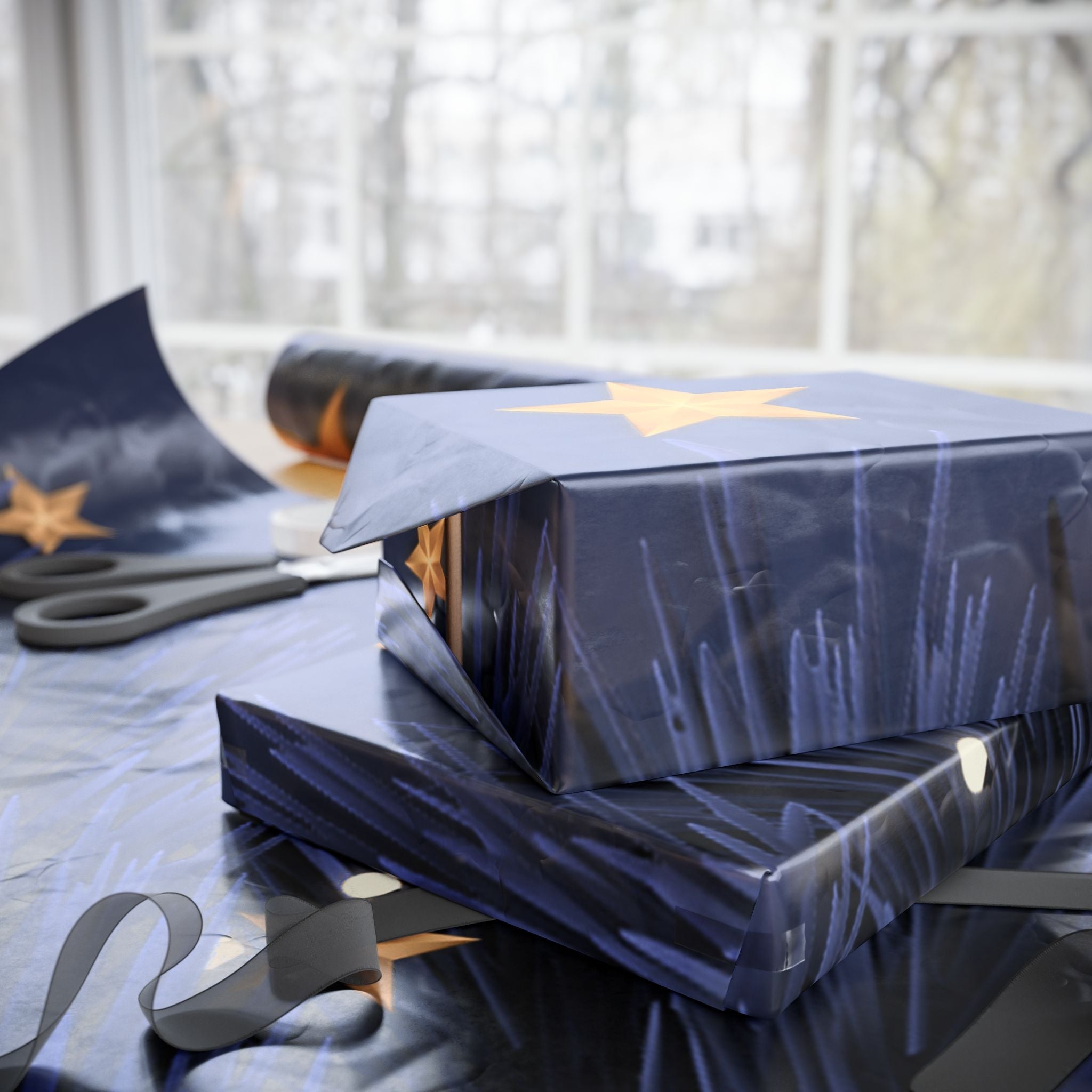 Gift Wrapping Paper | Elegant Starry Holiday Gift Wrap - Metamorphosis Creations