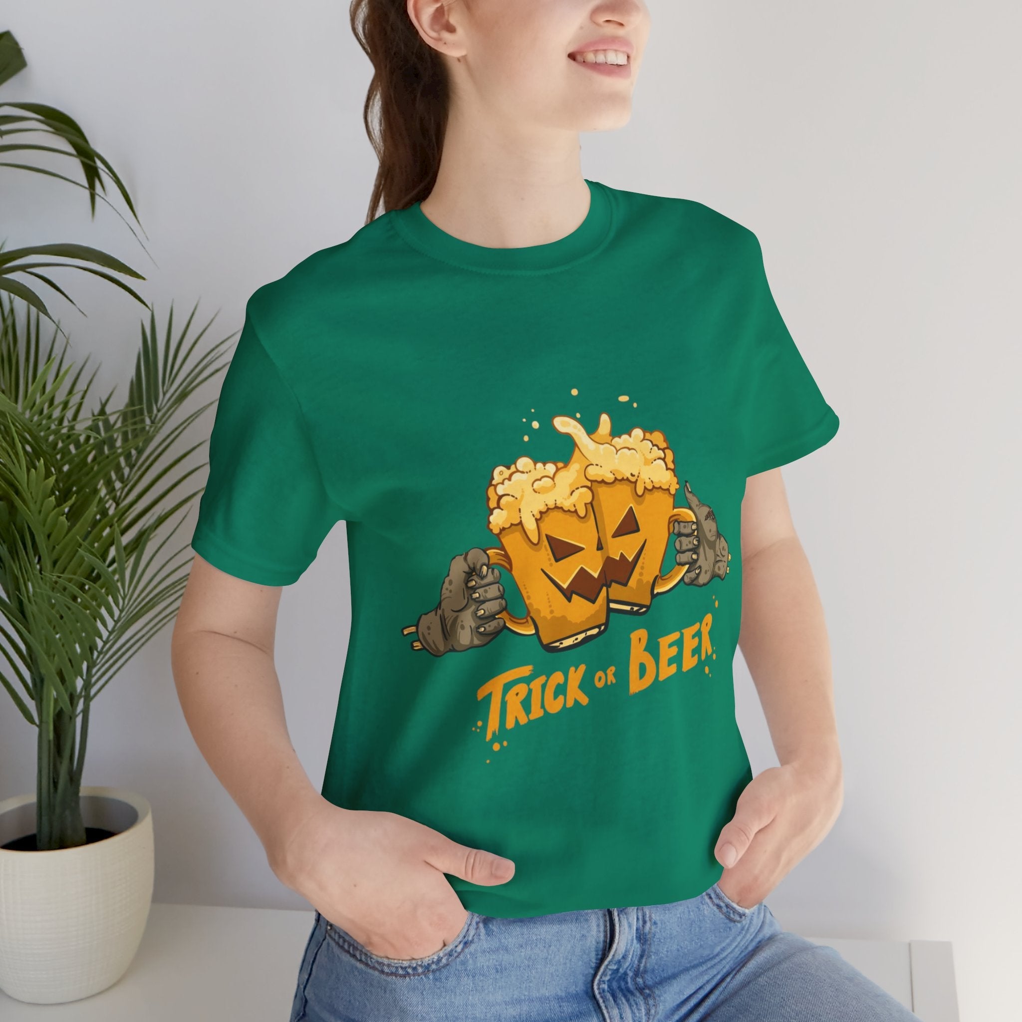 Halloween Beer Tee, Ghostly Fun Shirt, Unisex Graphic T-Shirt, Trick or Treat Apparel, Spooky Celebration Top - Metamorphosis Creations
