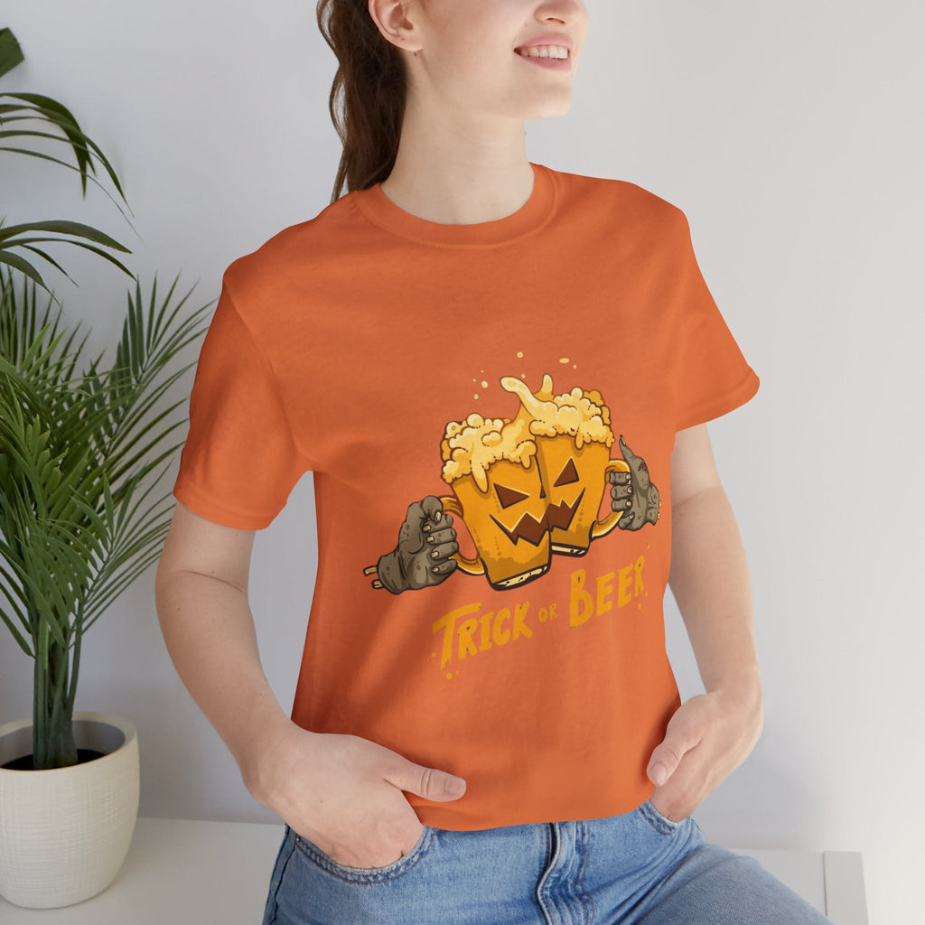 Halloween Beer Tee, Ghostly Fun Shirt, Unisex Graphic T-Shirt, Trick or Treat Apparel, Spooky Celebration Top - Metamorphosis Creations