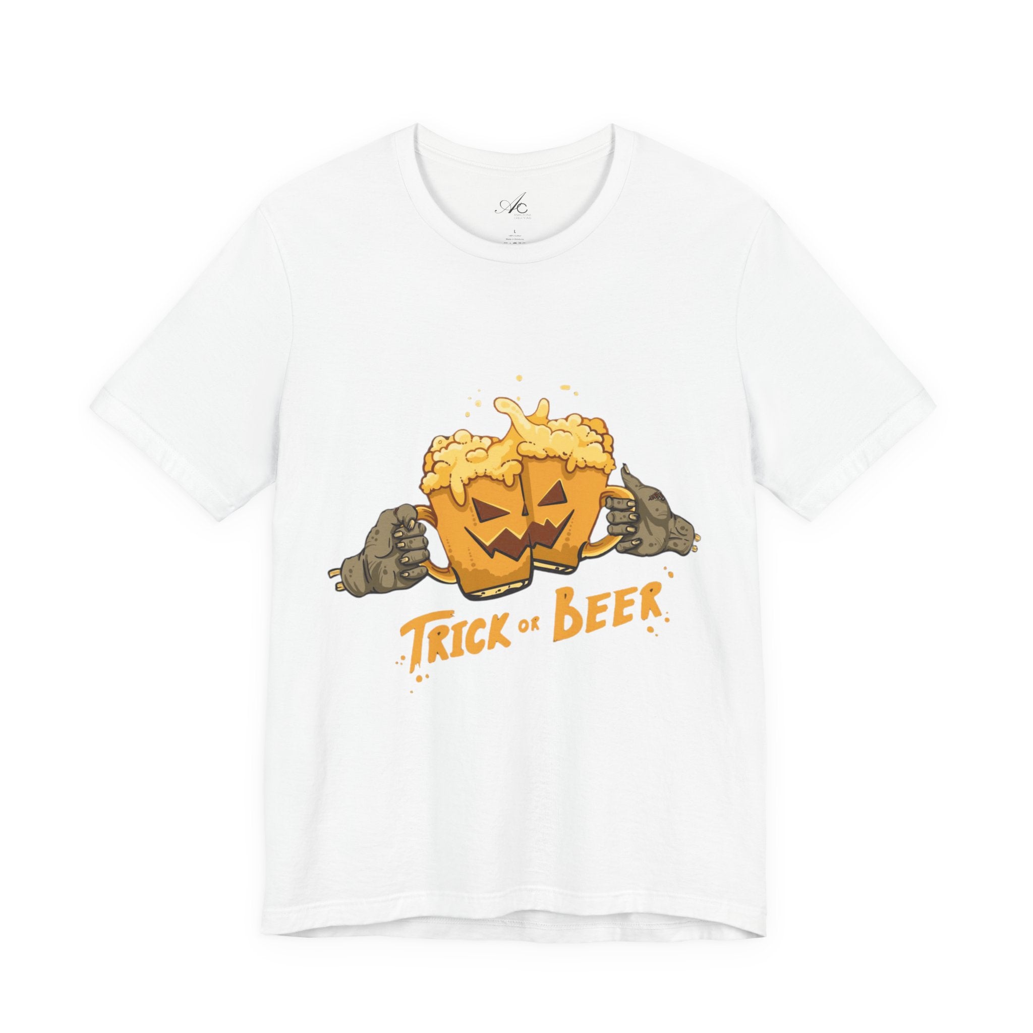 Halloween Beer Tee, Ghostly Fun Shirt, Unisex Graphic T-Shirt, Trick or Treat Apparel, Spooky Celebration Top - Metamorphosis Creations