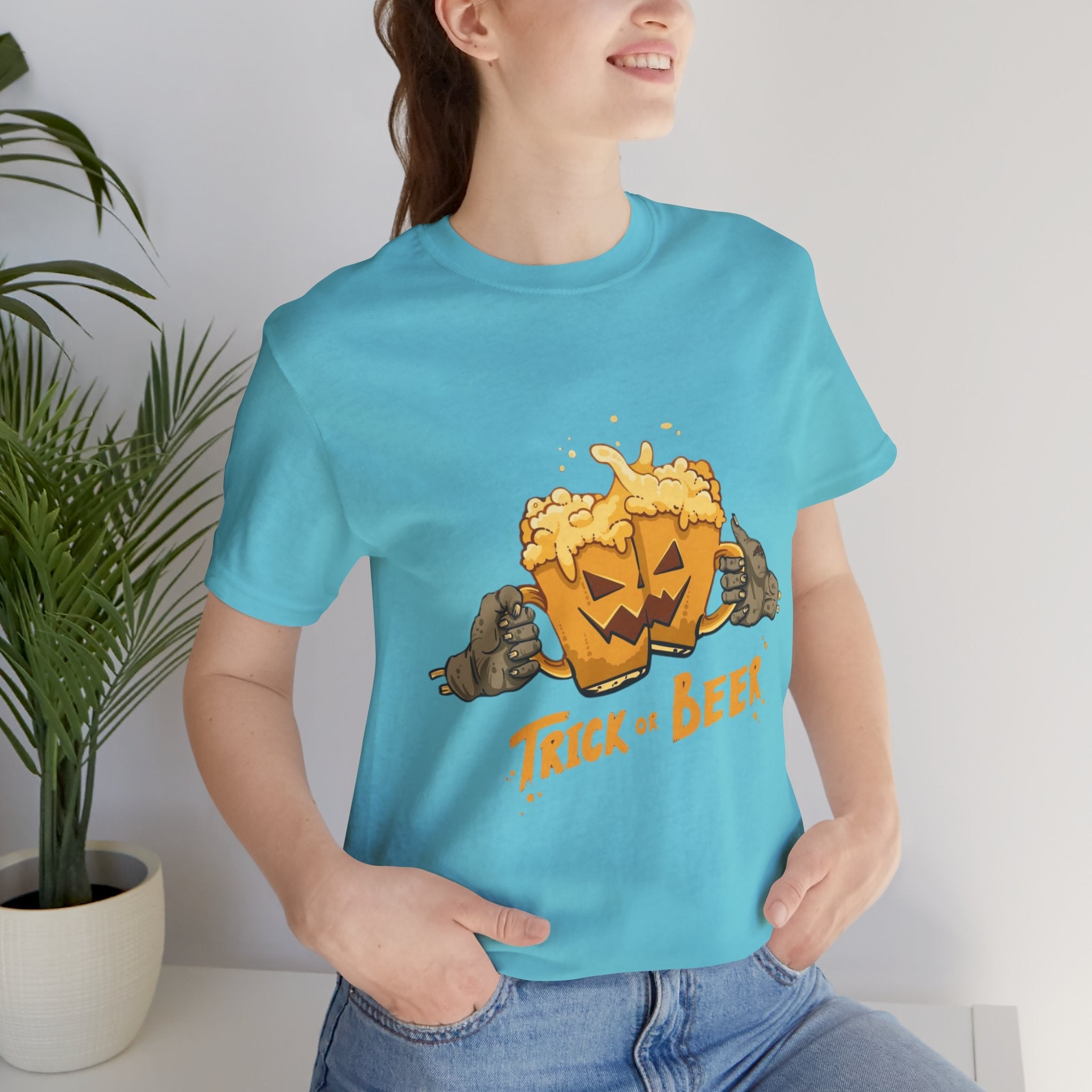Halloween Beer Tee, Ghostly Fun Shirt, Unisex Graphic T-Shirt, Trick or Treat Apparel, Spooky Celebration Top - Metamorphosis Creations