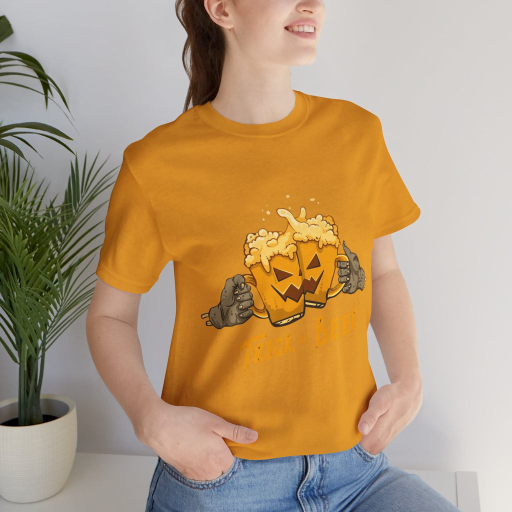 Halloween Beer Tee, Ghostly Fun Shirt, Unisex Graphic T-Shirt, Trick or Treat Apparel, Spooky Celebration Top - Metamorphosis Creations