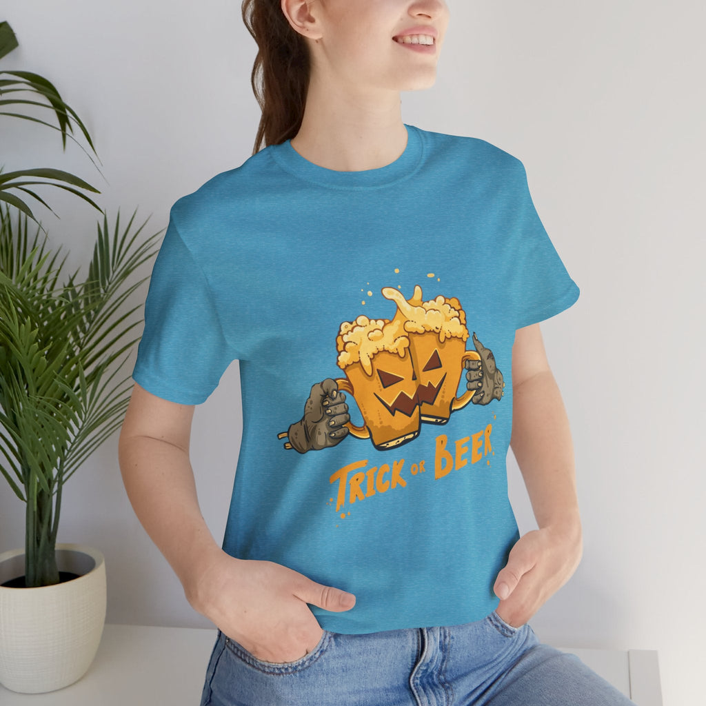 Halloween Beer Tee, Ghostly Fun Shirt, Unisex Graphic T-Shirt, Trick or Treat Apparel, Spooky Celebration Top - Metamorphosis Creations
