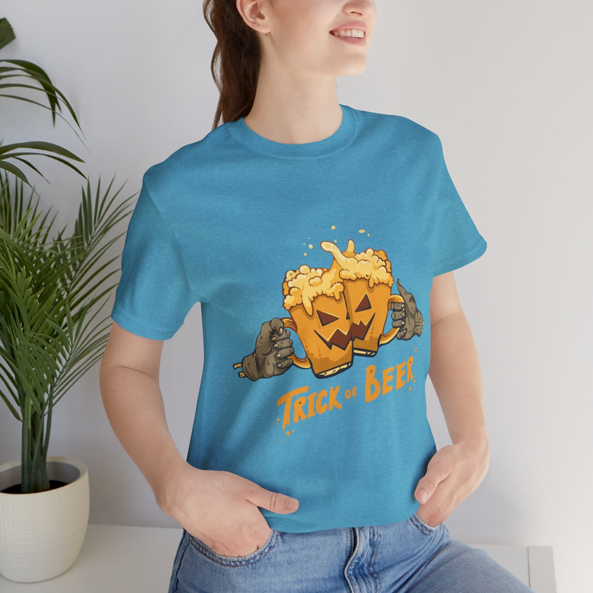 Halloween Beer Tee, Ghostly Fun Shirt, Unisex Graphic T-Shirt, Trick or Treat Apparel, Spooky Celebration Top - Metamorphosis Creations