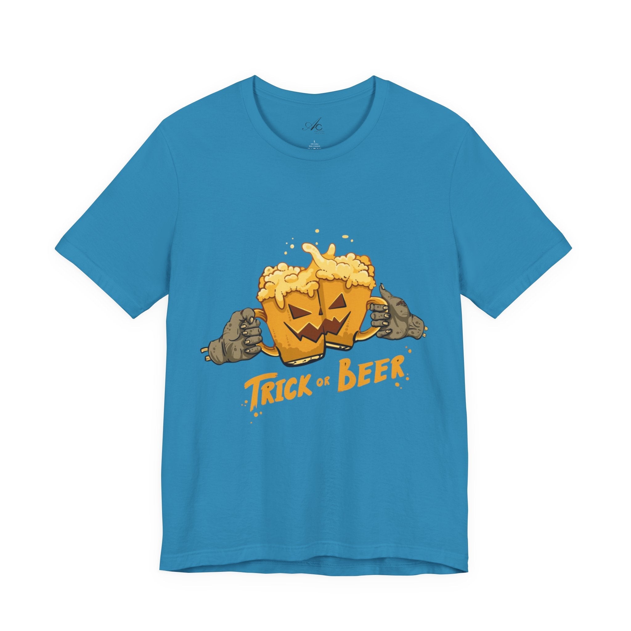 Halloween Beer Tee, Ghostly Fun Shirt, Unisex Graphic T-Shirt, Trick or Treat Apparel, Spooky Celebration Top - Metamorphosis Creations
