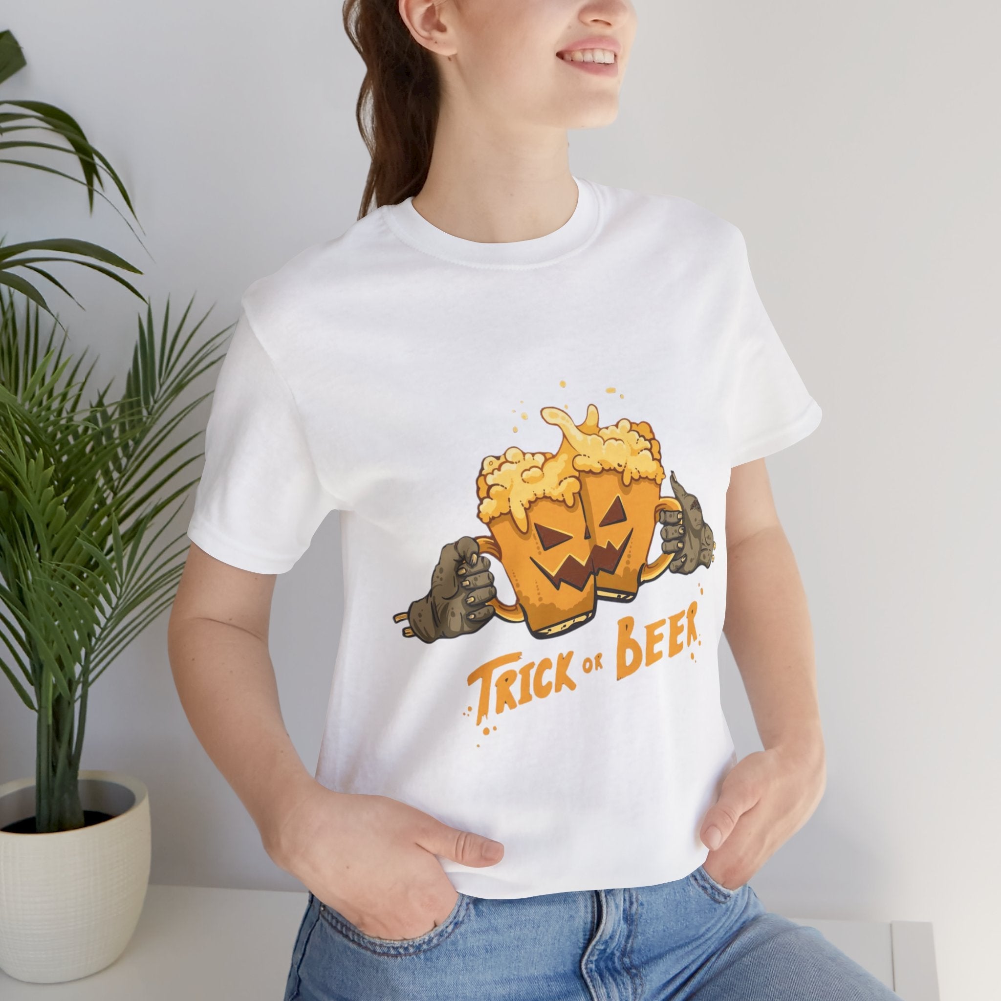 Halloween Beer Tee, Ghostly Fun Shirt, Unisex Graphic T-Shirt, Trick or Treat Apparel, Spooky Celebration Top - Metamorphosis Creations
