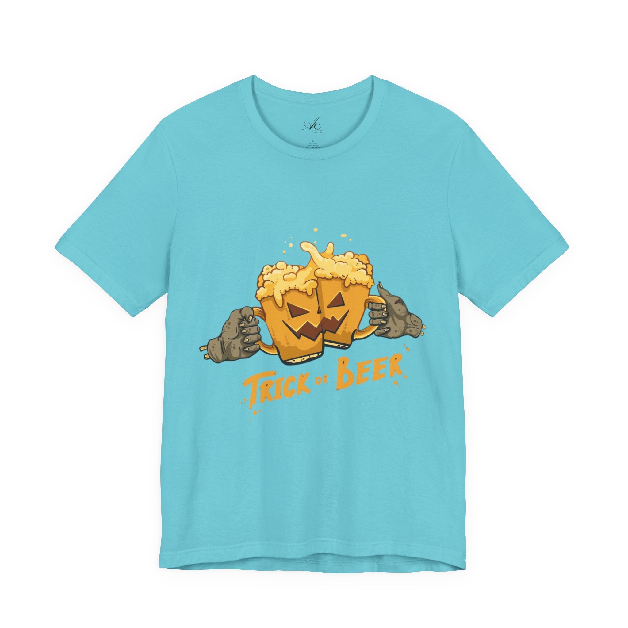 Halloween Beer Tee, Ghostly Fun Shirt, Unisex Graphic T-Shirt, Trick or Treat Apparel, Spooky Celebration Top - Metamorphosis Creations