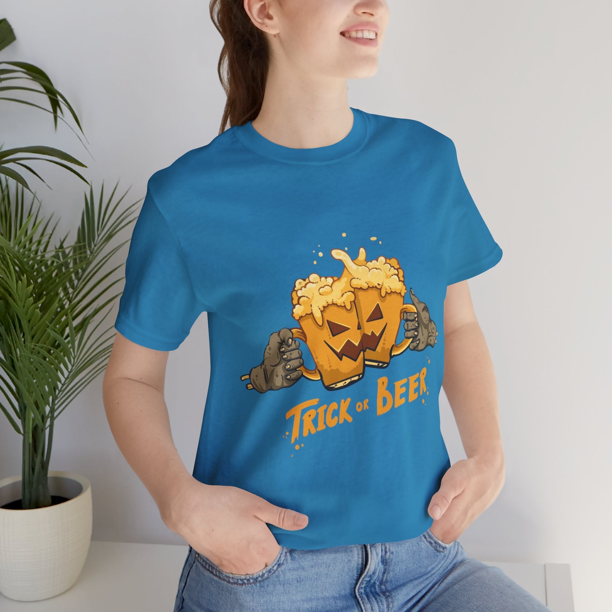 Halloween Beer Tee, Ghostly Fun Shirt, Unisex Graphic T-Shirt, Trick or Treat Apparel, Spooky Celebration Top - Metamorphosis Creations