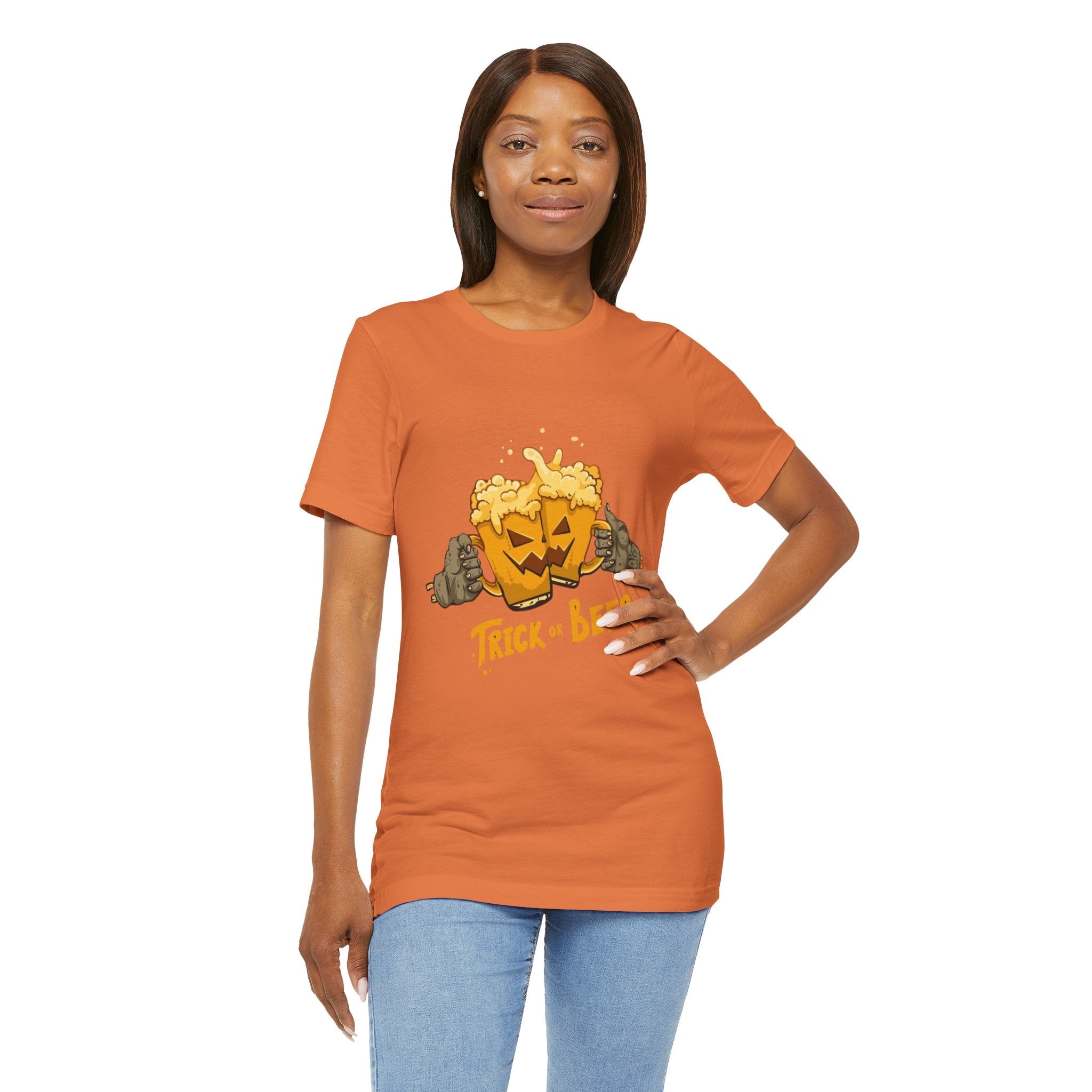 Halloween Beer Tee, Ghostly Fun Shirt, Unisex Graphic T-Shirt, Trick or Treat Apparel, Spooky Celebration Top - Metamorphosis Creations