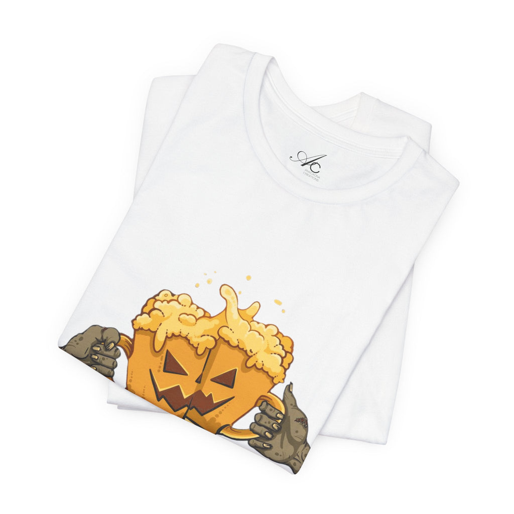 Halloween Beer Tee, Ghostly Fun Shirt, Unisex Graphic T-Shirt, Trick or Treat Apparel, Spooky Celebration Top - Metamorphosis Creations