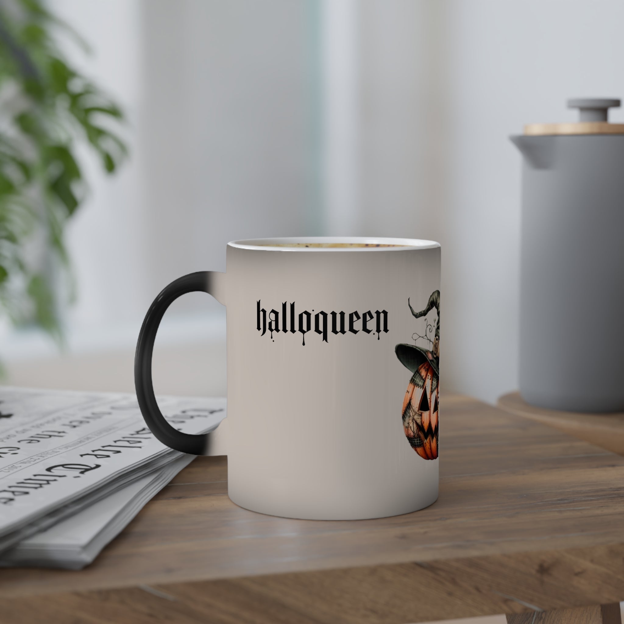 Halloween Color - Changing Mug, Unique Pumpkin and Hat Design, Perfect for Spooky Season, Witch Gift, Home Decor, Collectible - Metamorphosis Creations