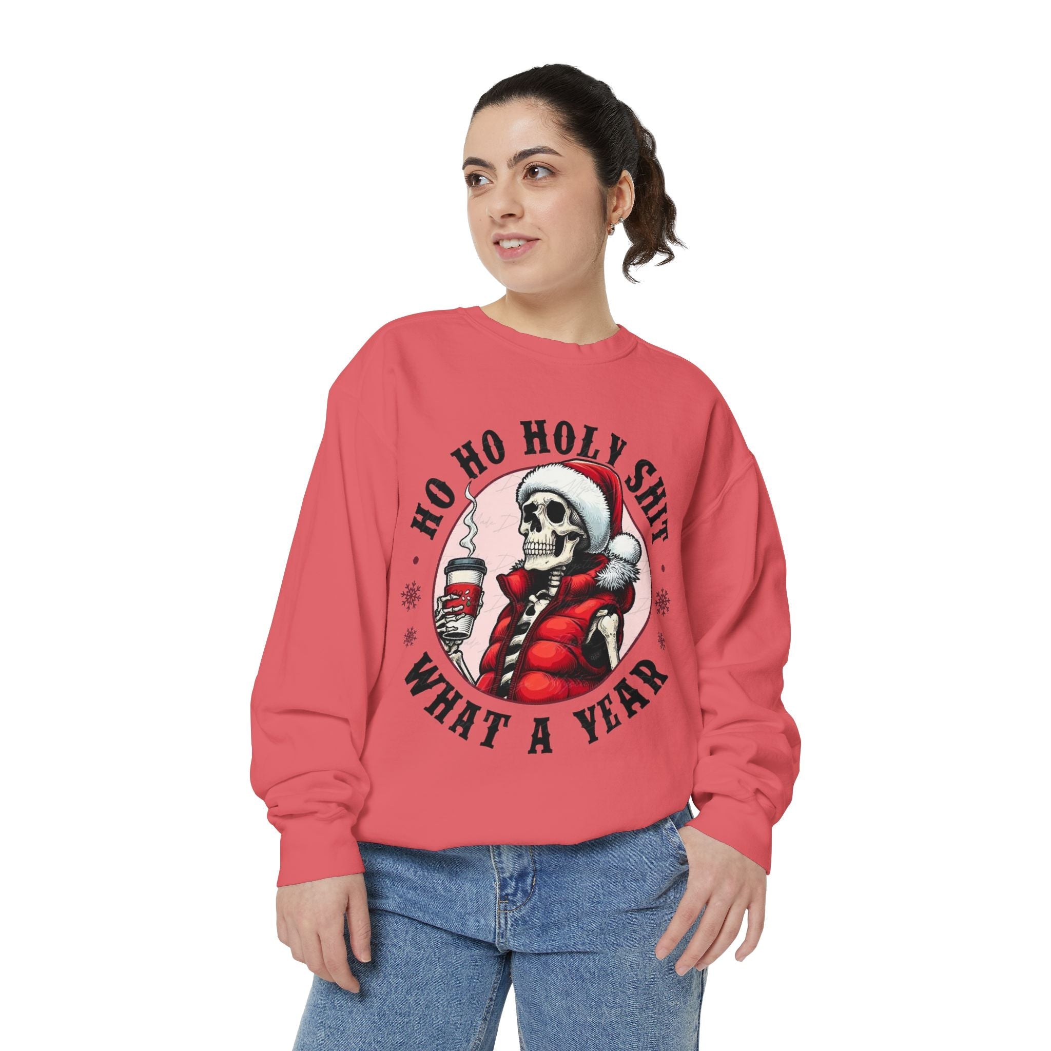 Halloween Holiday cheer Festive Skeleton Sweatshirt - Unisex Garment - Dyed, Holiday Gift, Cozy Vibe, Unique Christmas Apparel, Funny Sweater - Metamorphosis Creations