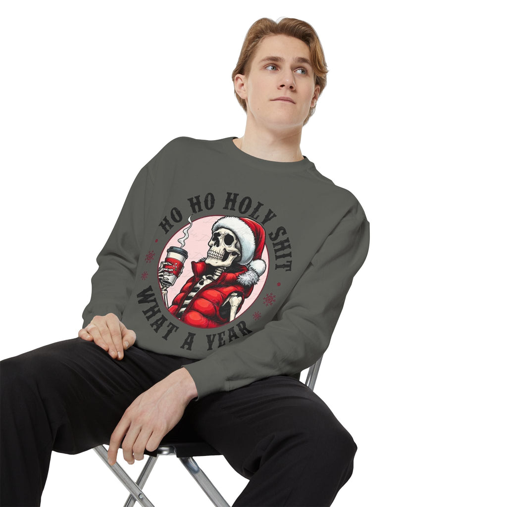 Halloween Holiday cheer Festive Skeleton Sweatshirt - Unisex Garment - Dyed, Holiday Gift, Cozy Vibe, Unique Christmas Apparel, Funny Sweater - Metamorphosis Creations