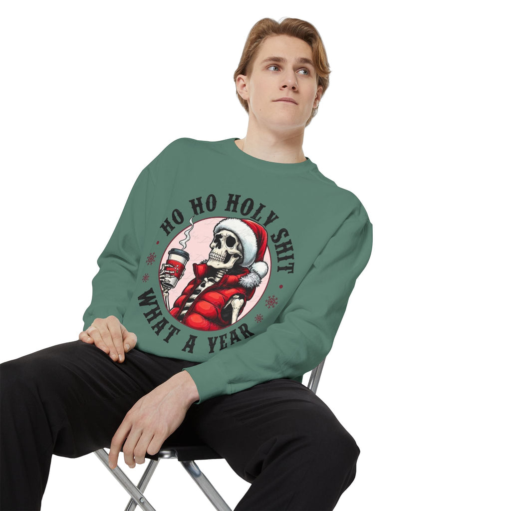 Halloween Holiday cheer Festive Skeleton Sweatshirt - Unisex Garment - Dyed, Holiday Gift, Cozy Vibe, Unique Christmas Apparel, Funny Sweater - Metamorphosis Creations