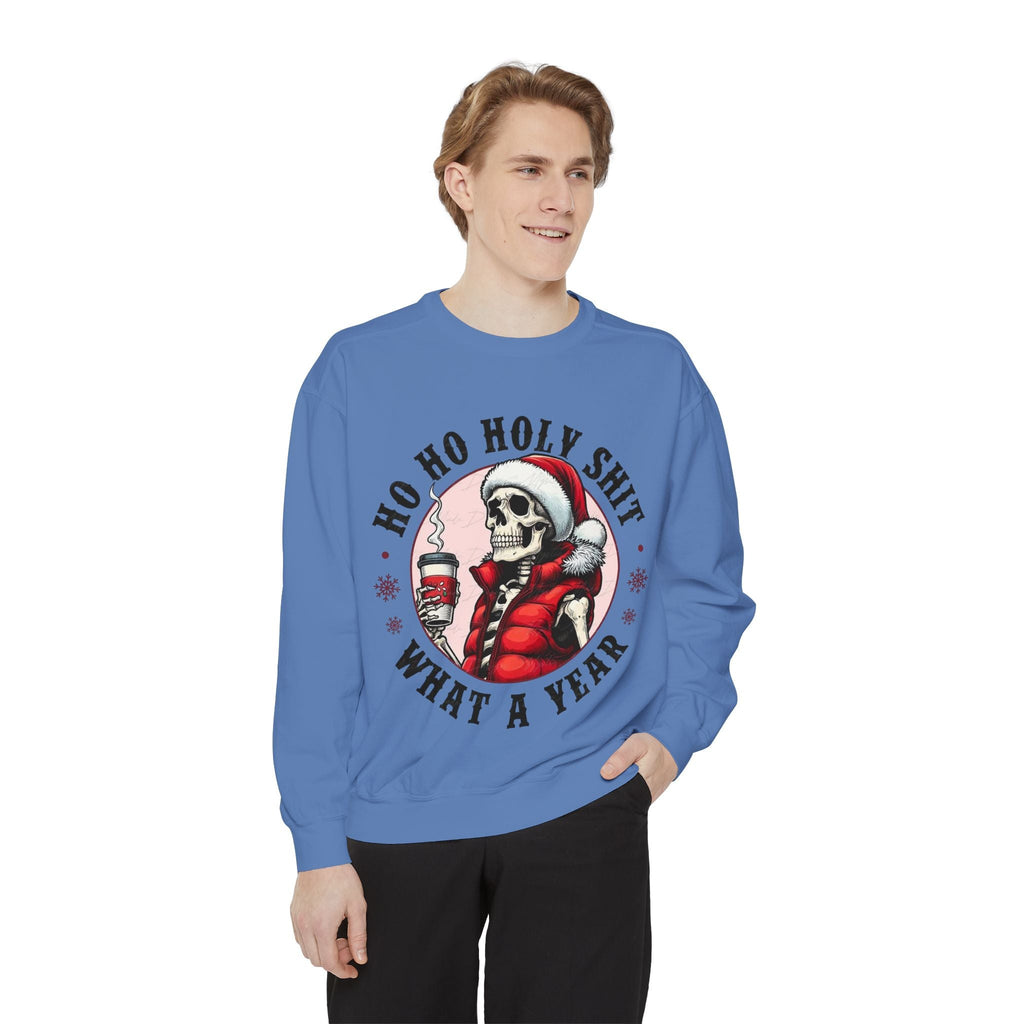 Halloween Holiday cheer Festive Skeleton Sweatshirt - Unisex Garment - Dyed, Holiday Gift, Cozy Vibe, Unique Christmas Apparel, Funny Sweater - Metamorphosis Creations