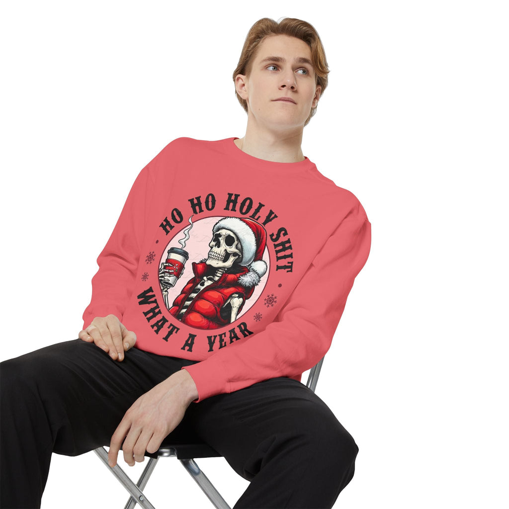 Halloween Holiday cheer Festive Skeleton Sweatshirt - Unisex Garment - Dyed, Holiday Gift, Cozy Vibe, Unique Christmas Apparel, Funny Sweater - Metamorphosis Creations