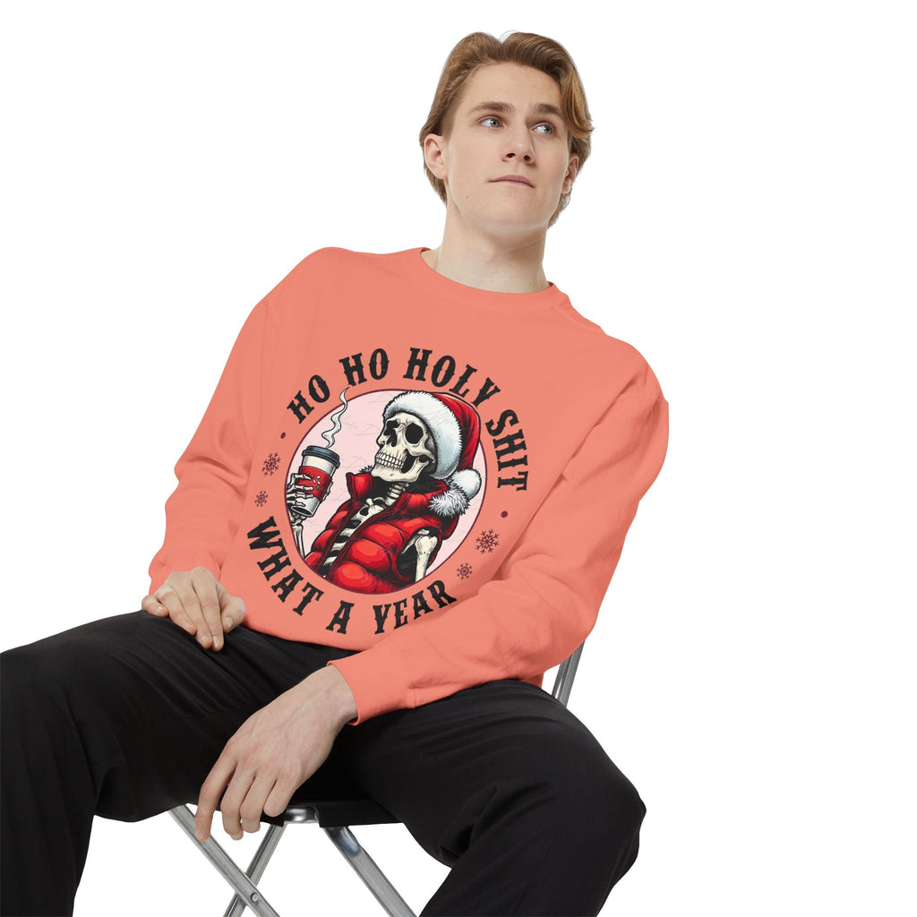 Halloween Holiday cheer Festive Skeleton Sweatshirt - Unisex Garment - Dyed, Holiday Gift, Cozy Vibe, Unique Christmas Apparel, Funny Sweater - Metamorphosis Creations