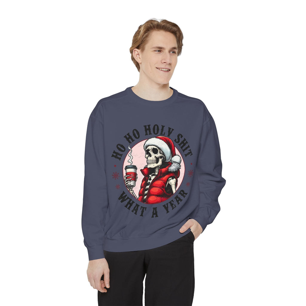 Halloween Holiday cheer Festive Skeleton Sweatshirt - Unisex Garment - Dyed, Holiday Gift, Cozy Vibe, Unique Christmas Apparel, Funny Sweater - Metamorphosis Creations