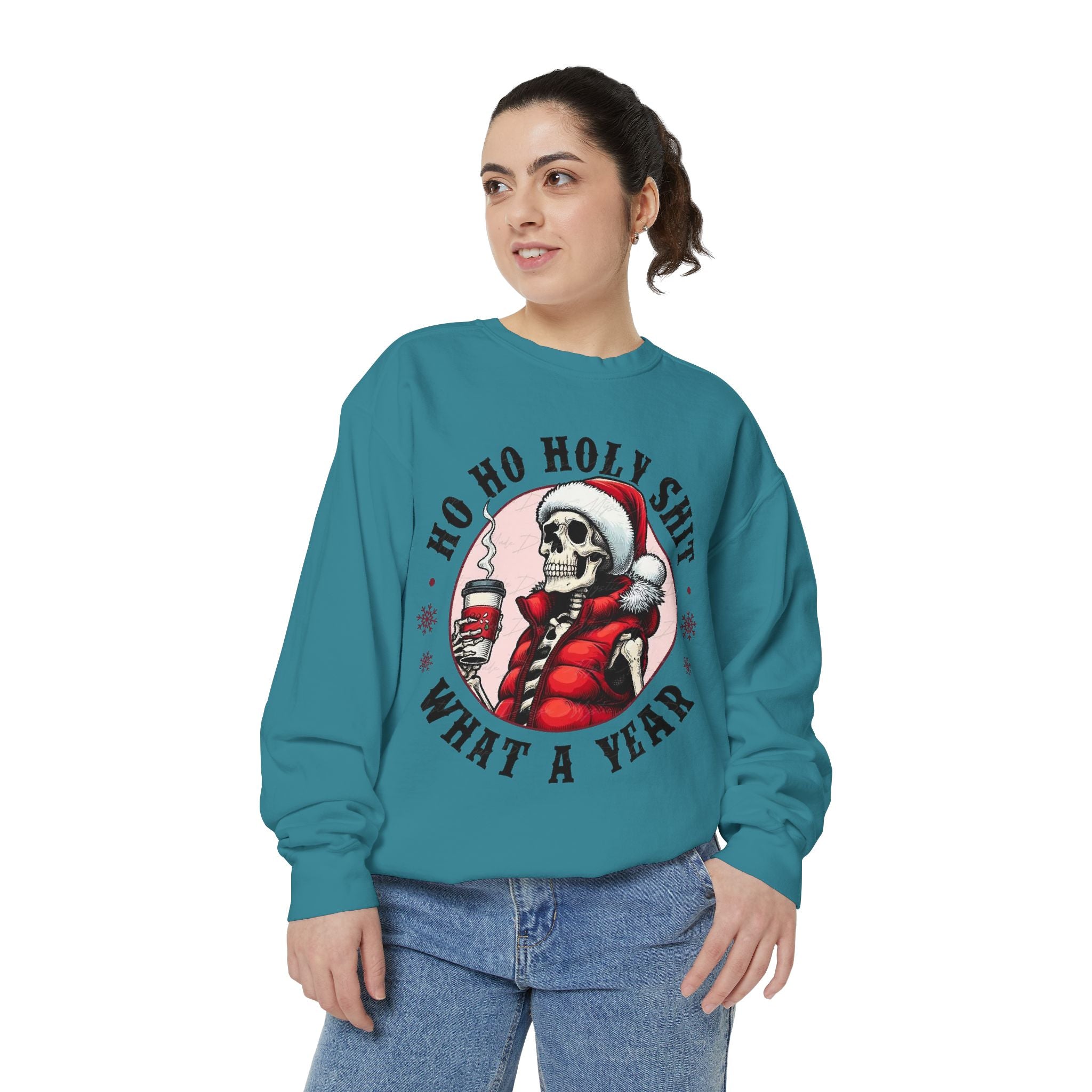 Halloween Holiday cheer Festive Skeleton Sweatshirt - Unisex Garment - Dyed, Holiday Gift, Cozy Vibe, Unique Christmas Apparel, Funny Sweater - Metamorphosis Creations