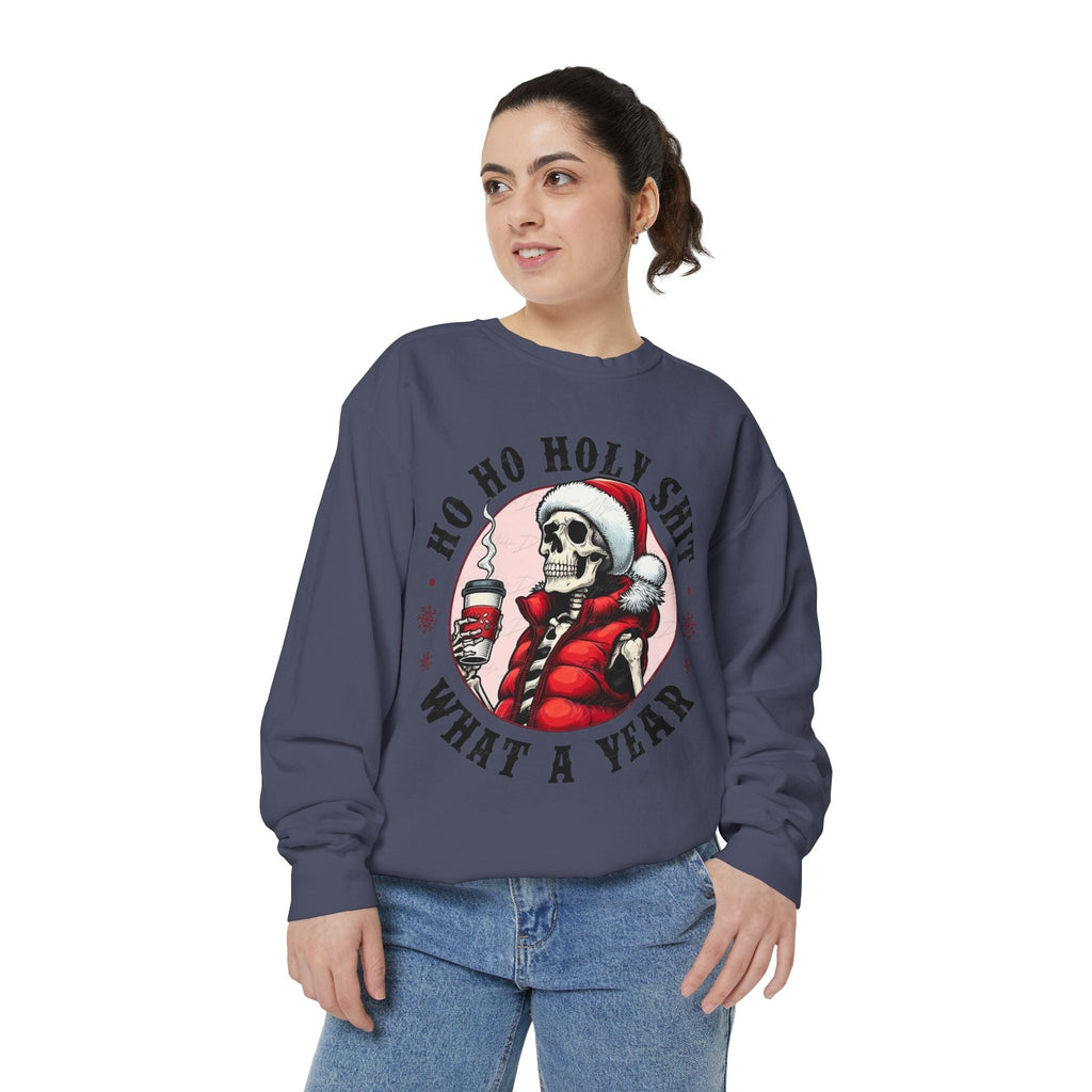 Halloween Holiday cheer Festive Skeleton Sweatshirt - Unisex Garment - Dyed, Holiday Gift, Cozy Vibe, Unique Christmas Apparel, Funny Sweater - Metamorphosis Creations