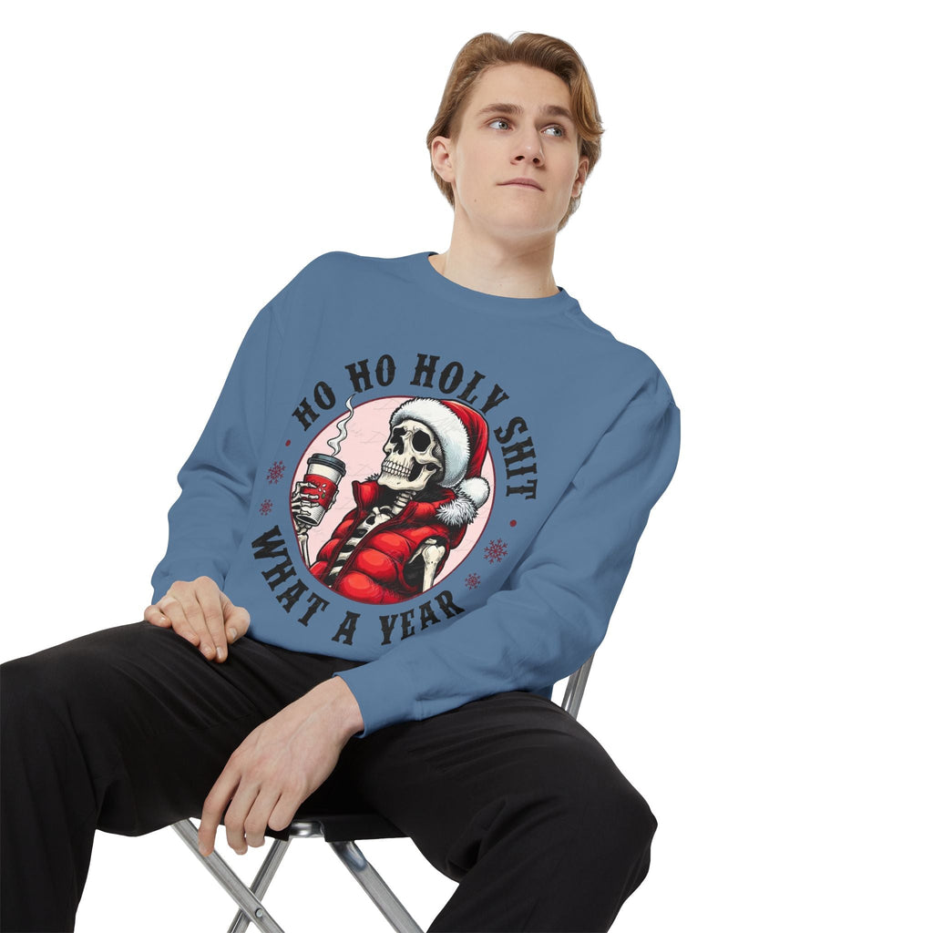 Halloween Holiday cheer Festive Skeleton Sweatshirt - Unisex Garment - Dyed, Holiday Gift, Cozy Vibe, Unique Christmas Apparel, Funny Sweater - Metamorphosis Creations