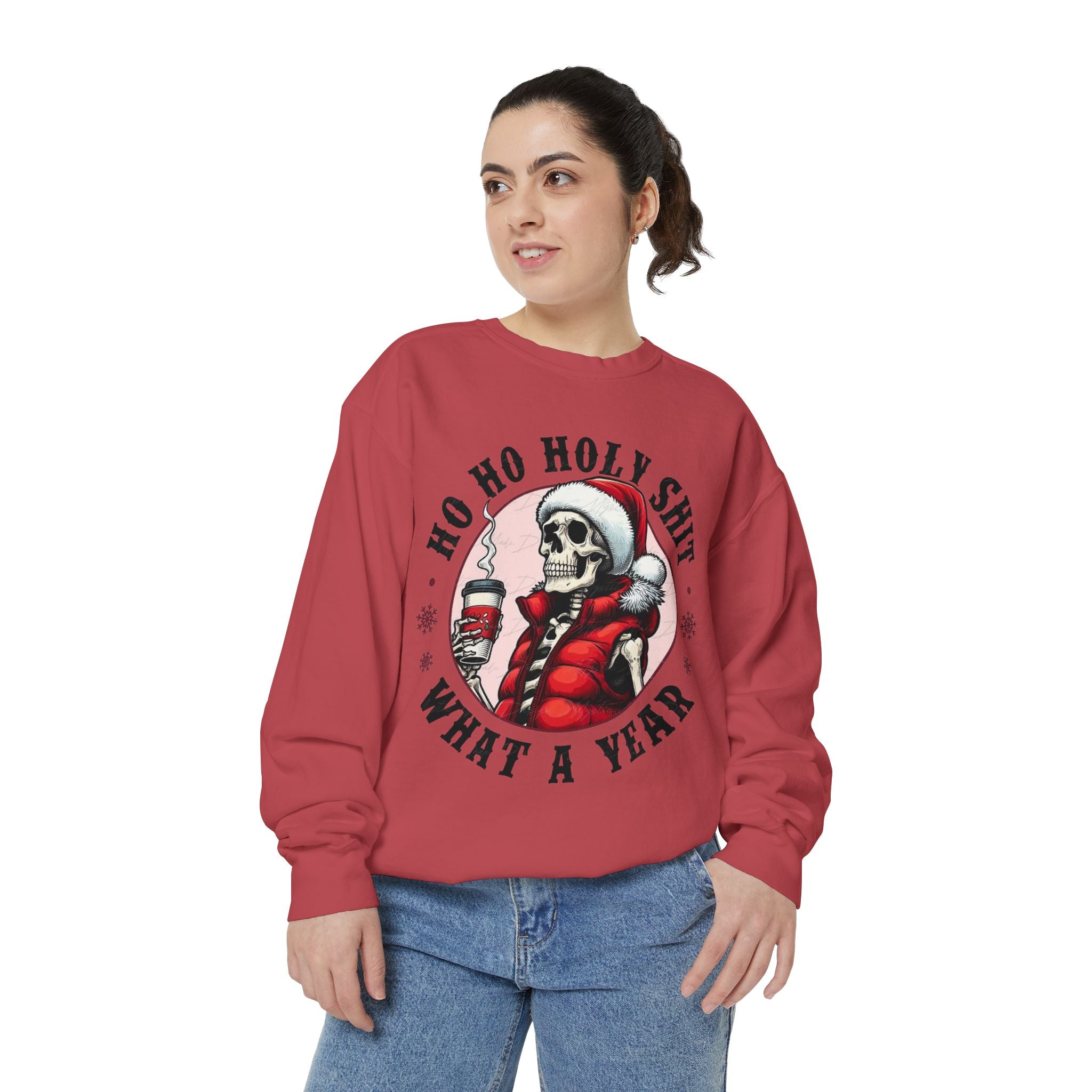 Halloween Holiday cheer Festive Skeleton Sweatshirt - Unisex Garment - Dyed, Holiday Gift, Cozy Vibe, Unique Christmas Apparel, Funny Sweater - Metamorphosis Creations