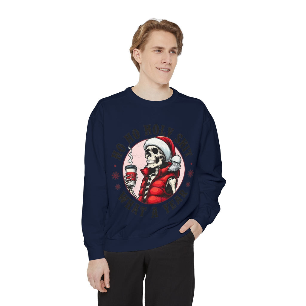 Halloween Holiday cheer Festive Skeleton Sweatshirt - Unisex Garment - Dyed, Holiday Gift, Cozy Vibe, Unique Christmas Apparel, Funny Sweater - Metamorphosis Creations