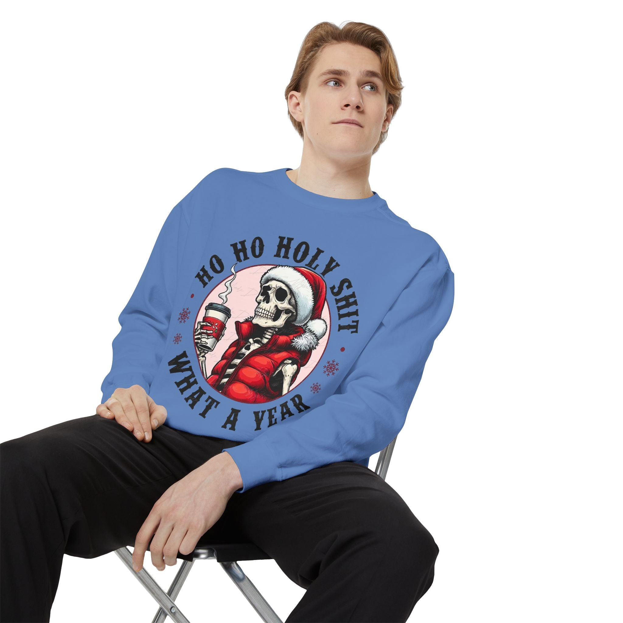 Halloween Holiday cheer Festive Skeleton Sweatshirt - Unisex Garment - Dyed, Holiday Gift, Cozy Vibe, Unique Christmas Apparel, Funny Sweater - Metamorphosis Creations