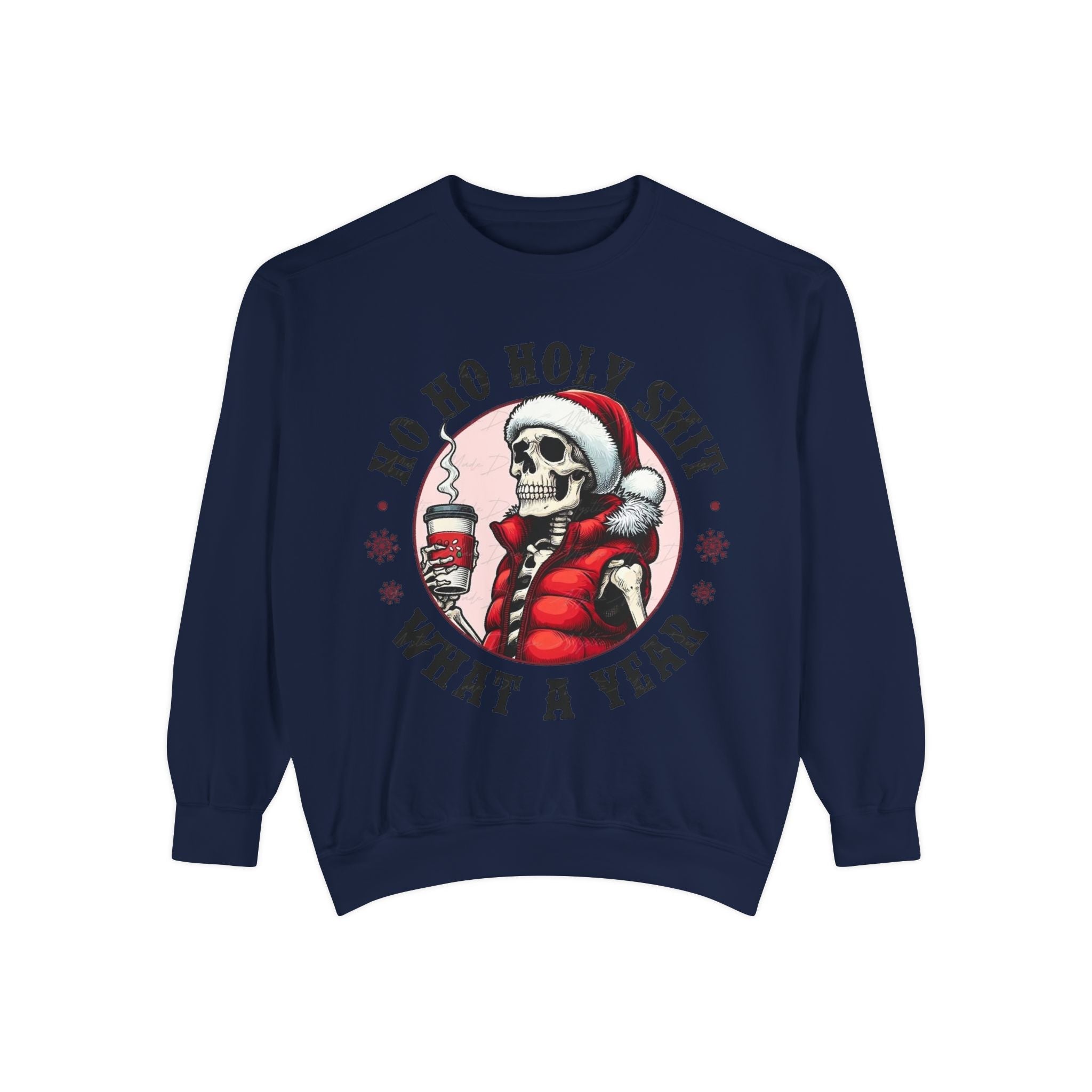 Halloween Holiday cheer Festive Skeleton Sweatshirt - Unisex Garment - Dyed, Holiday Gift, Cozy Vibe, Unique Christmas Apparel, Funny Sweater - Metamorphosis Creations