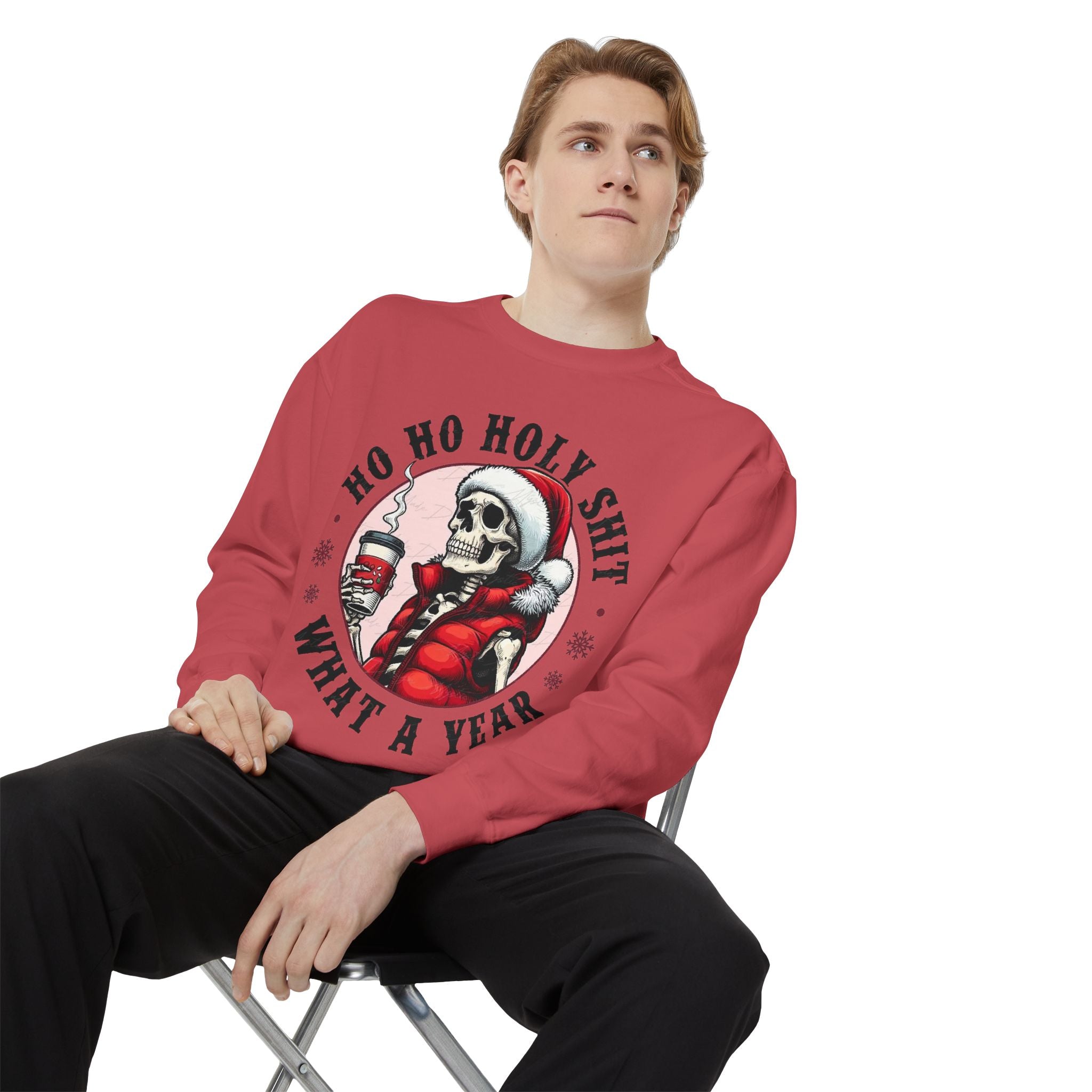 Halloween Holiday cheer Festive Skeleton Sweatshirt - Unisex Garment - Dyed, Holiday Gift, Cozy Vibe, Unique Christmas Apparel, Funny Sweater - Metamorphosis Creations