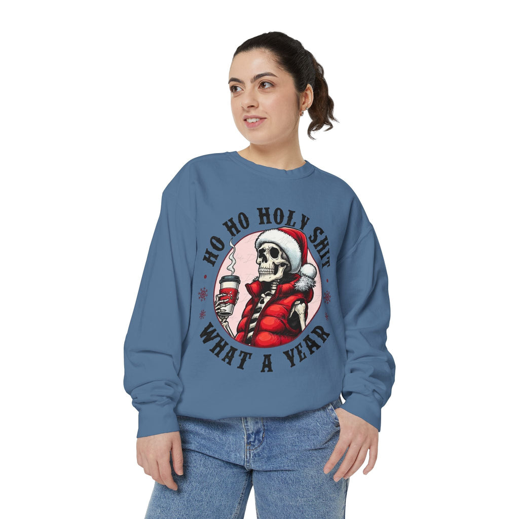 Halloween Holiday cheer Festive Skeleton Sweatshirt - Unisex Garment - Dyed, Holiday Gift, Cozy Vibe, Unique Christmas Apparel, Funny Sweater - Metamorphosis Creations