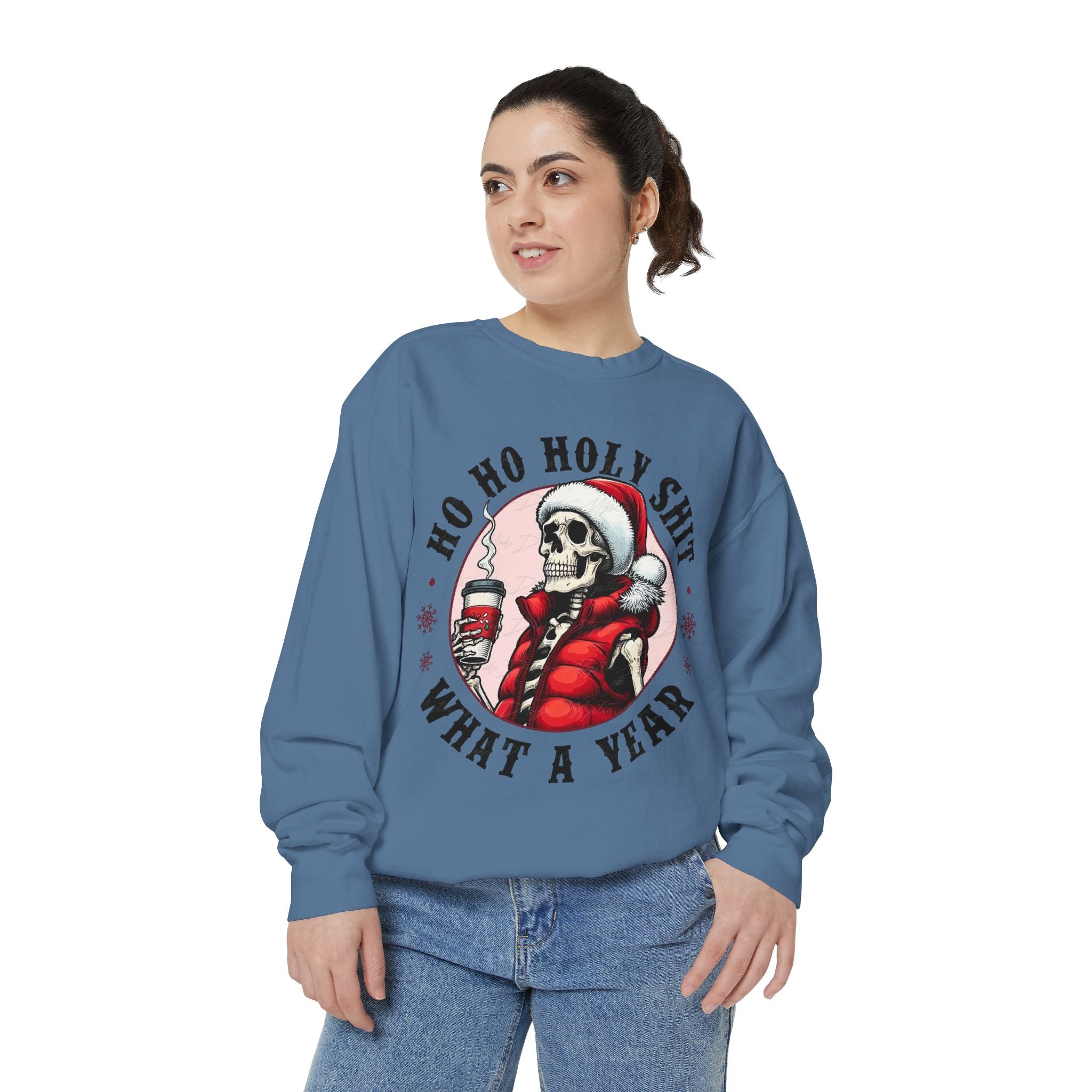 Halloween Holiday cheer Festive Skeleton Sweatshirt - Unisex Garment - Dyed, Holiday Gift, Cozy Vibe, Unique Christmas Apparel, Funny Sweater - Metamorphosis Creations