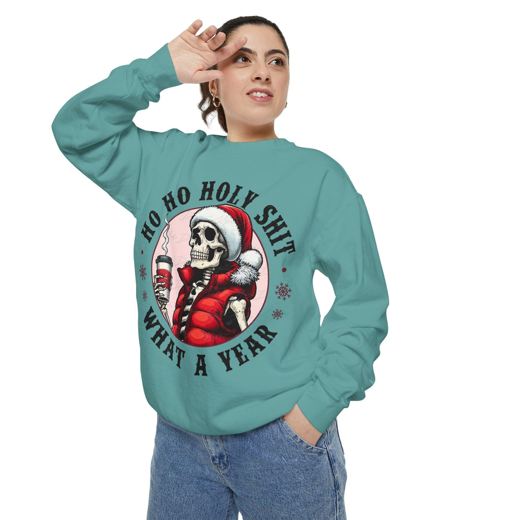 Halloween Holiday cheer Festive Skeleton Sweatshirt - Unisex Garment - Dyed, Holiday Gift, Cozy Vibe, Unique Christmas Apparel, Funny Sweater - Metamorphosis Creations