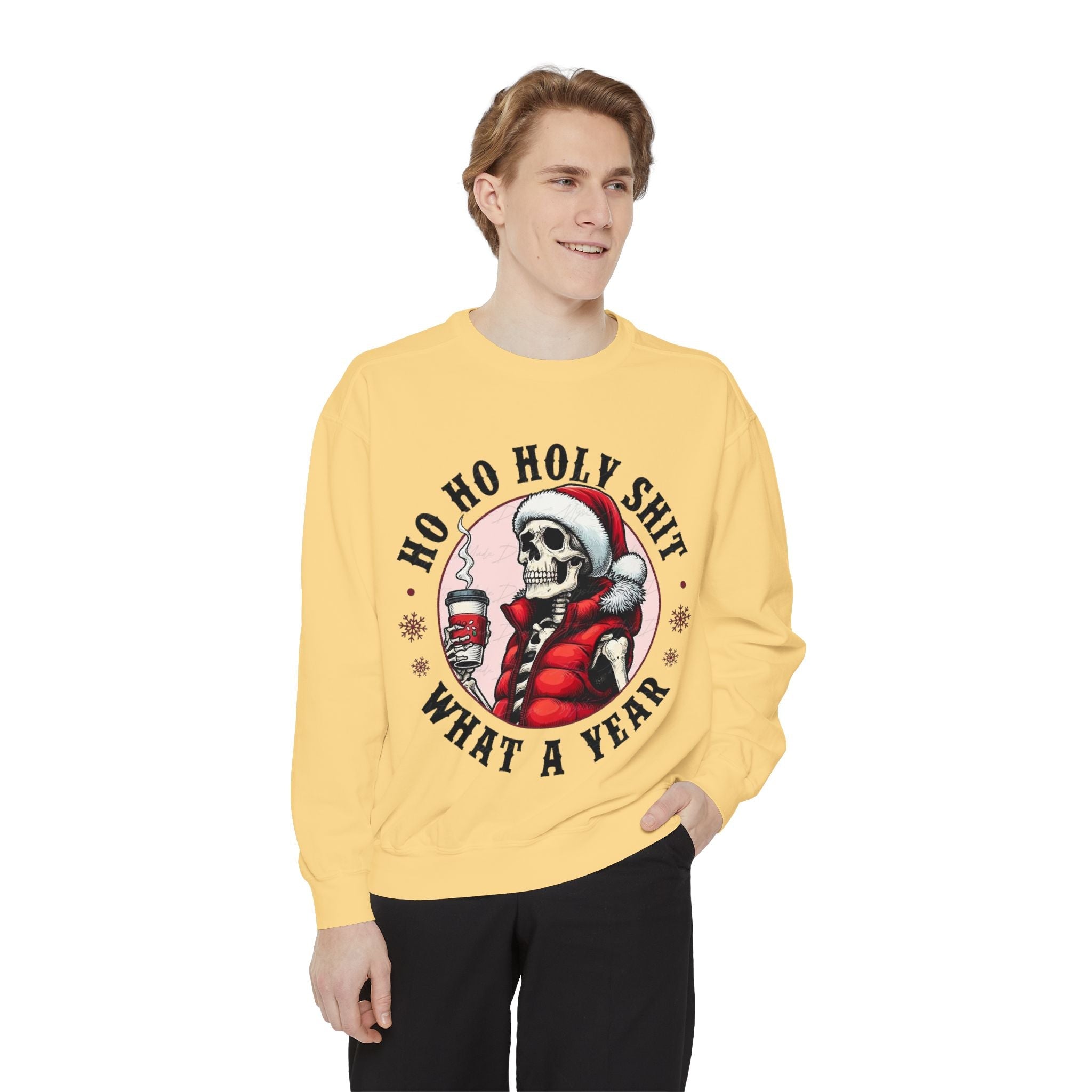 Halloween Holiday cheer Festive Skeleton Sweatshirt - Unisex Garment - Dyed, Holiday Gift, Cozy Vibe, Unique Christmas Apparel, Funny Sweater - Metamorphosis Creations
