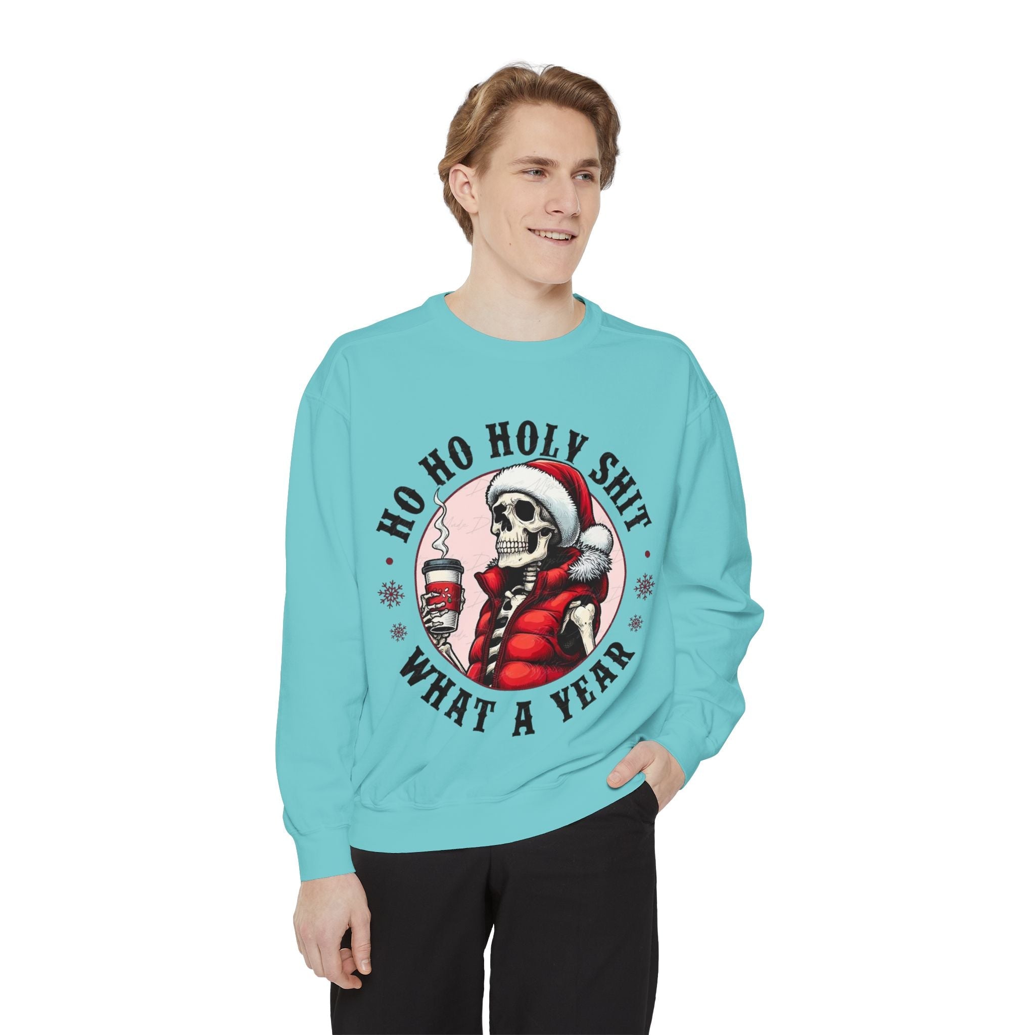 Halloween Holiday cheer Festive Skeleton Sweatshirt - Unisex Garment - Dyed, Holiday Gift, Cozy Vibe, Unique Christmas Apparel, Funny Sweater - Metamorphosis Creations