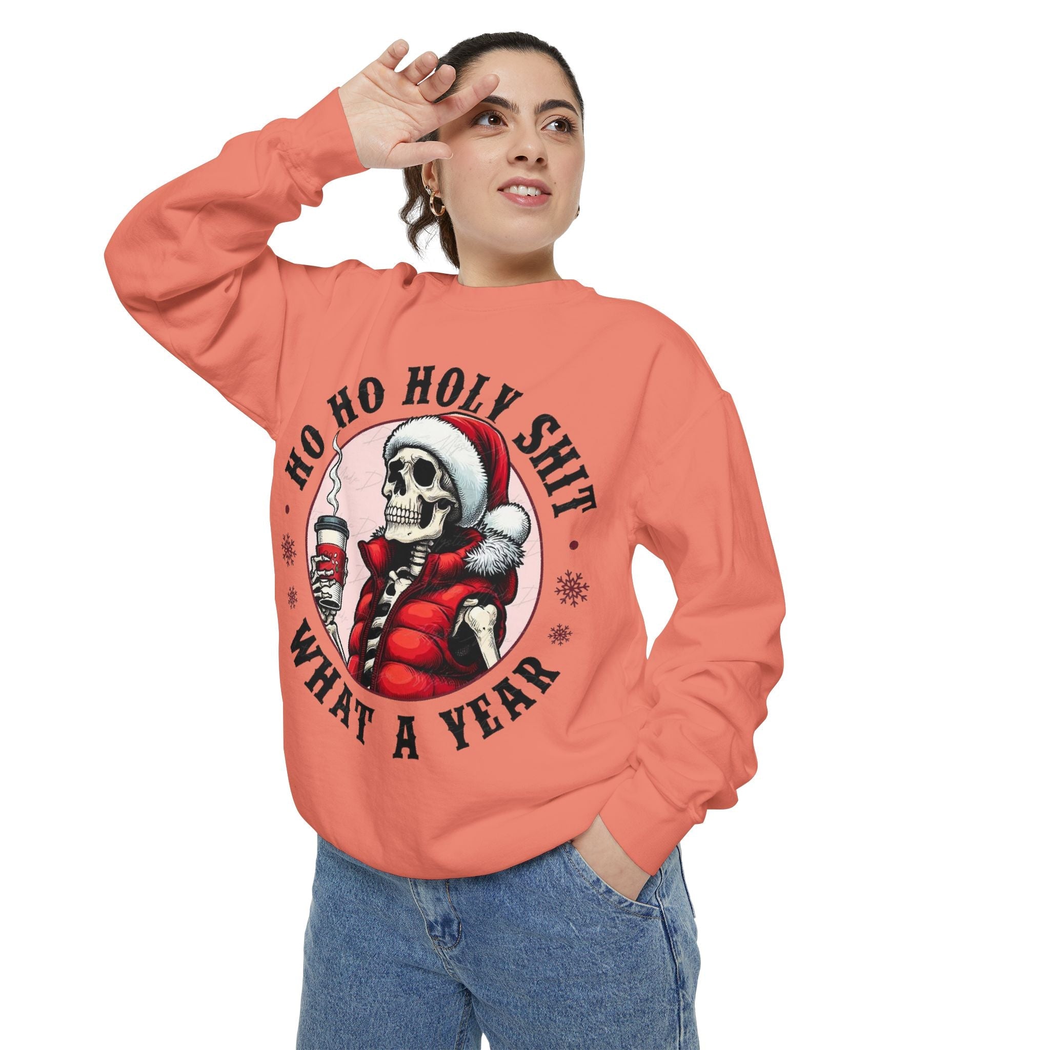 Halloween Holiday cheer Festive Skeleton Sweatshirt - Unisex Garment - Dyed, Holiday Gift, Cozy Vibe, Unique Christmas Apparel, Funny Sweater - Metamorphosis Creations