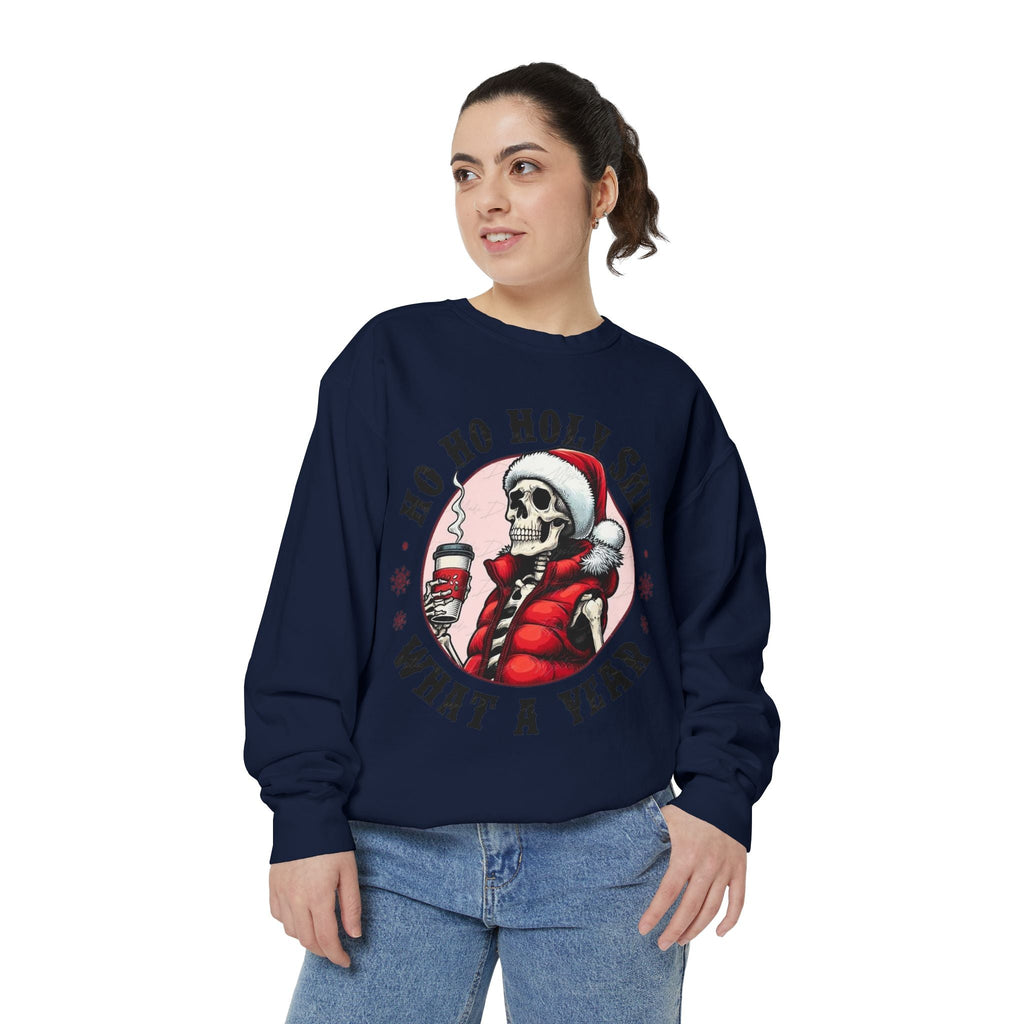 Halloween Holiday cheer Festive Skeleton Sweatshirt - Unisex Garment - Dyed, Holiday Gift, Cozy Vibe, Unique Christmas Apparel, Funny Sweater - Metamorphosis Creations